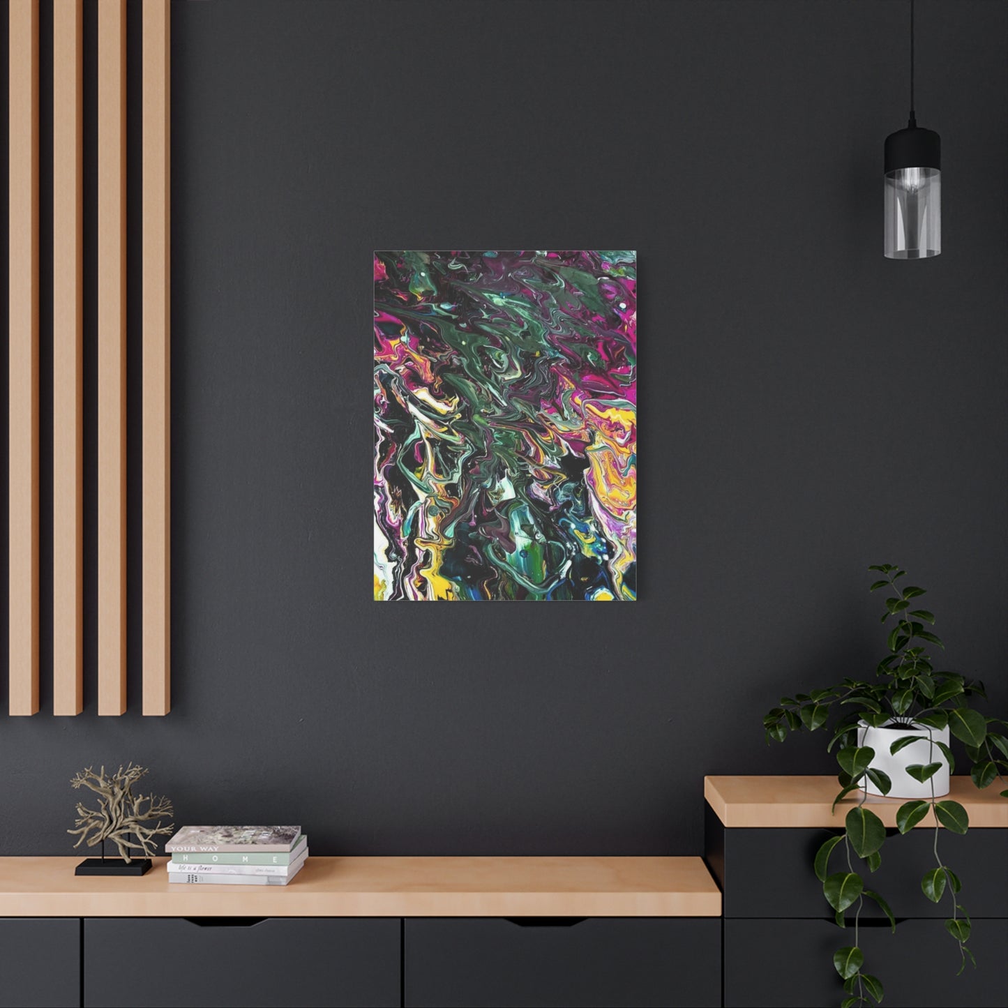 chaos in the garden - Abstract Fluid Art Matte Canvas Print - Colorful Swirl Wall Art