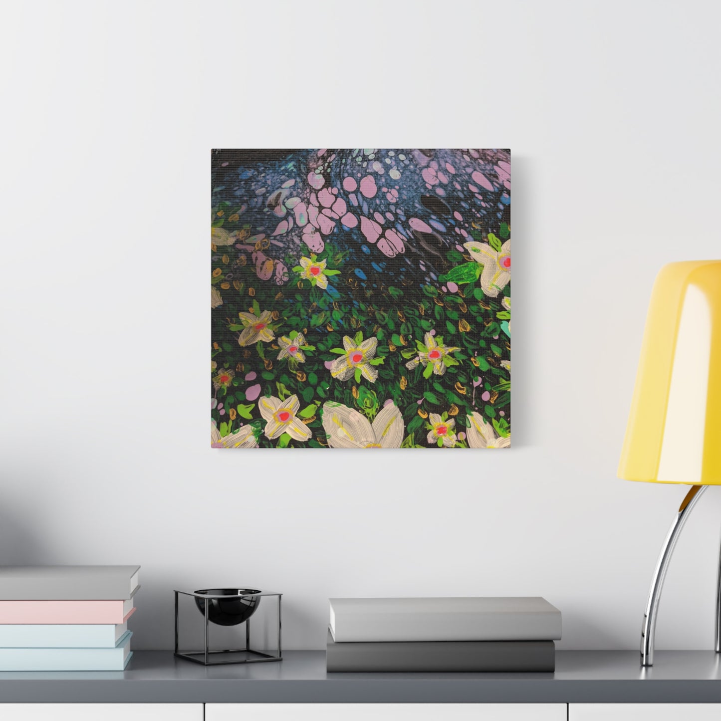 Floetrol&Flowers - Night Pour Garden Matte Canvas Print — Stretched Wall Art