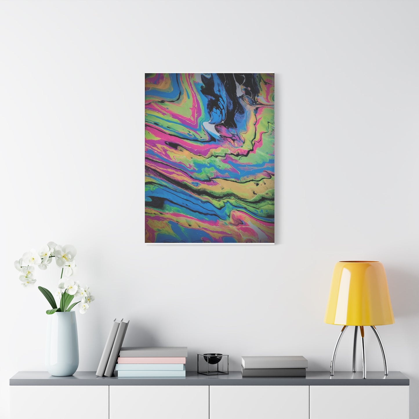 Abstract Neon Fluid Art Canvas Print — Vibrant Psychedelic Wall Decor