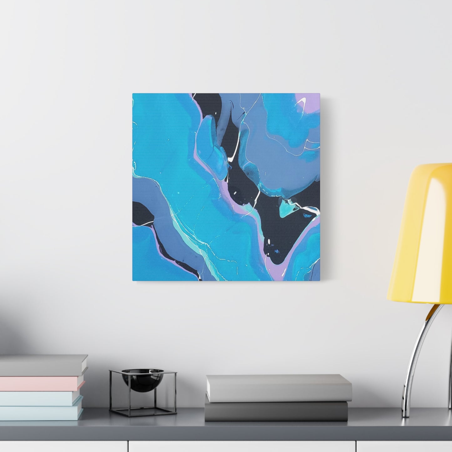 Abstract Blue Fluid Art Canvas Print — Matte Stretched Wall Art 1.25"