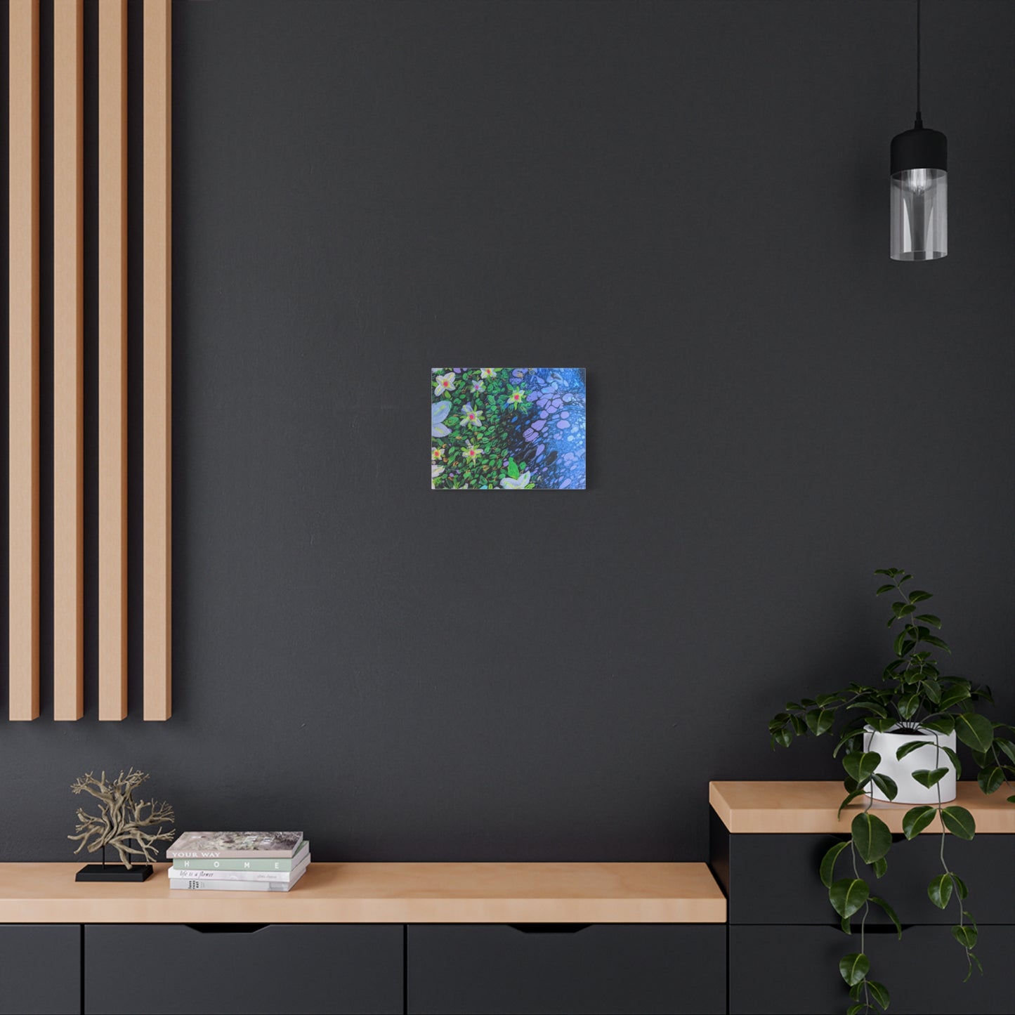 Floetrol&Flowers -  Reef Matte Canvas Wall Art — Blue & Green Abstract Flower Painting