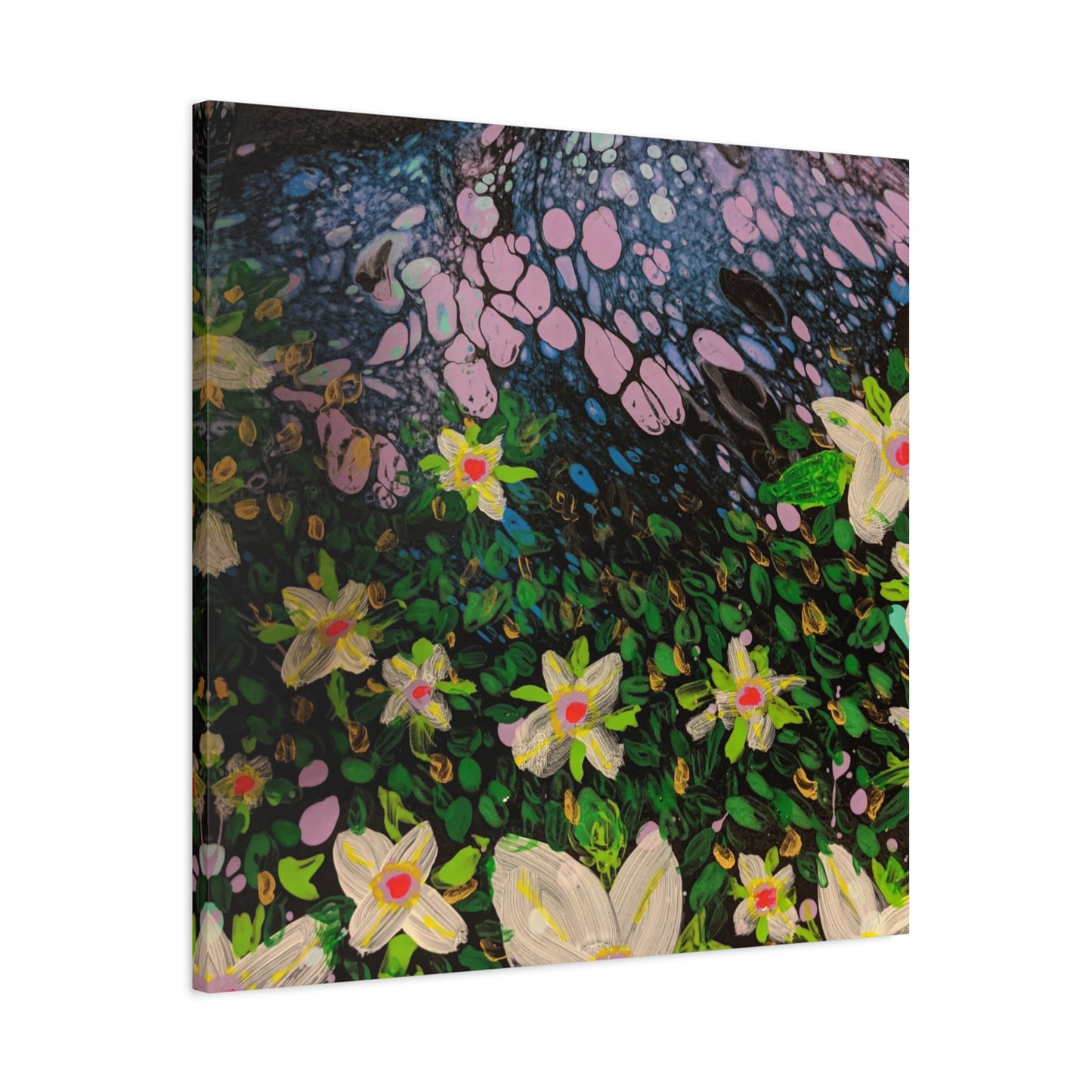 Floetrol&Flowers - Night Pour Garden Matte Canvas Print — Stretched Wall Art