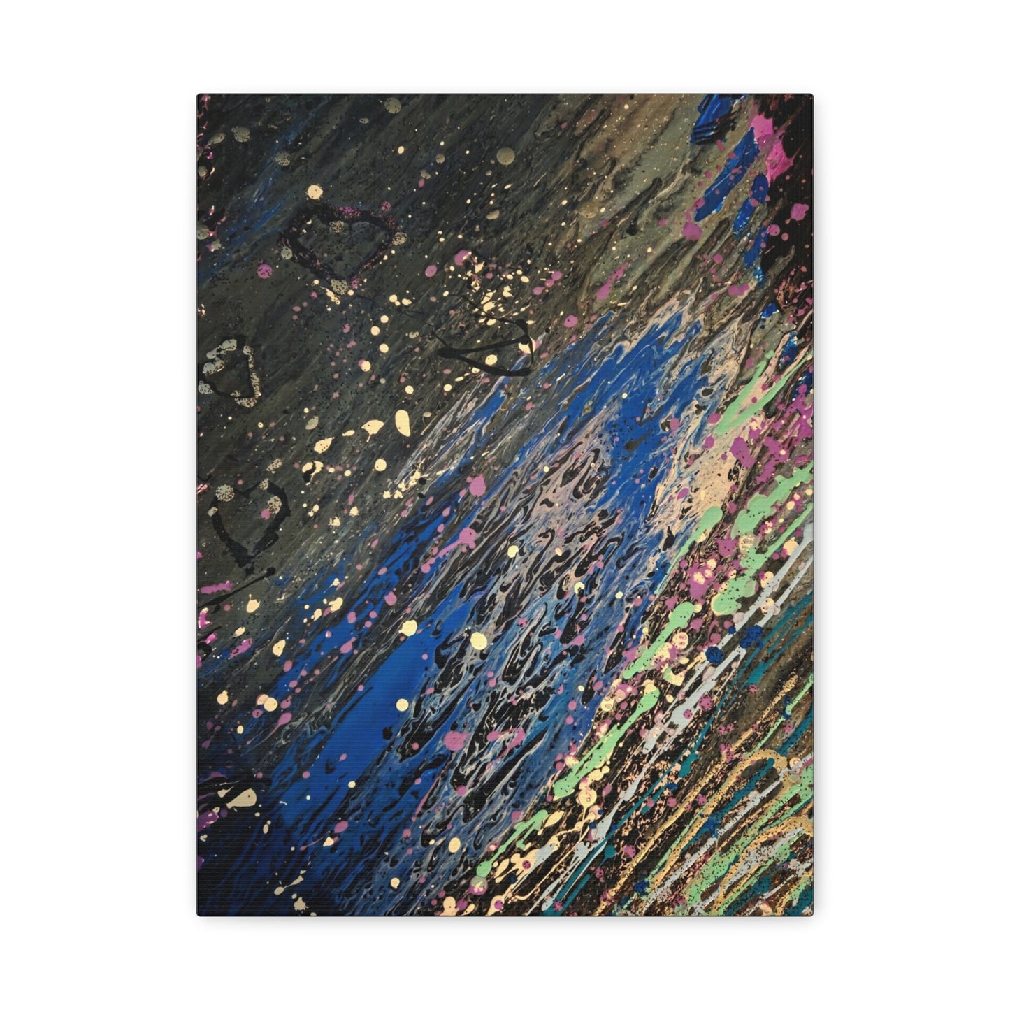 Abstract Splatter Matte Canvas Print — Colorful Fluid Art Wall Decor, Stretched 1.25"