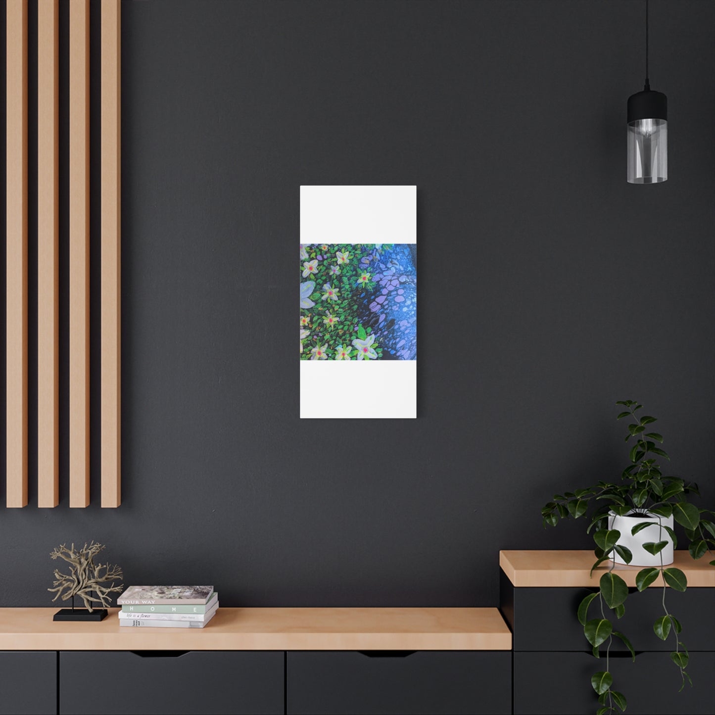 Floetrol&Flowers -  Reef Matte Canvas Wall Art — Blue & Green Abstract Flower Painting