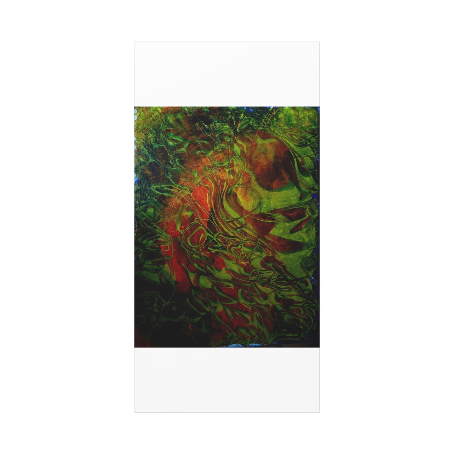 Abstract Green & Red Fluid Art Canvas Print