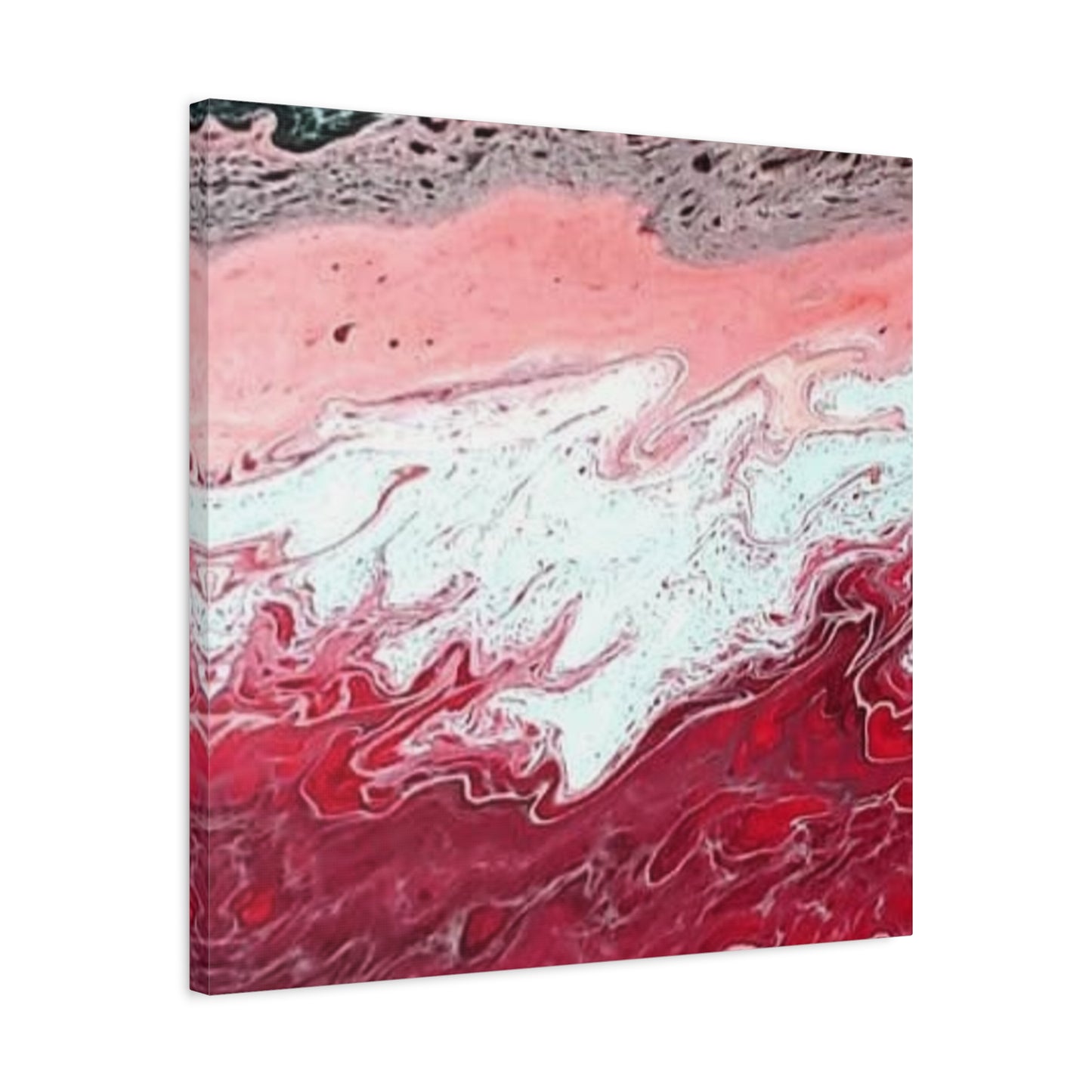 Abstract Pink & Red Fluid Art Canvas — Matte Stretched Wall Art