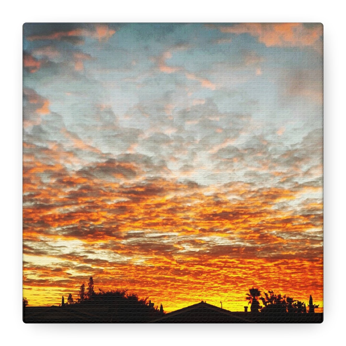 Sunset Sky Canvas Print — Orange Cloudscape Matte Stretched Wall Art