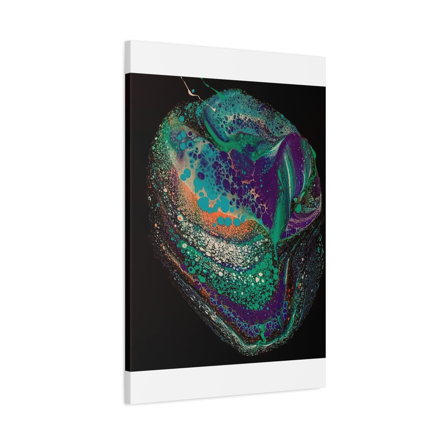 Abstract Fluid Art Canvas Print — Teal, Purple & Gold Swirl Matte Stretched Wall Art