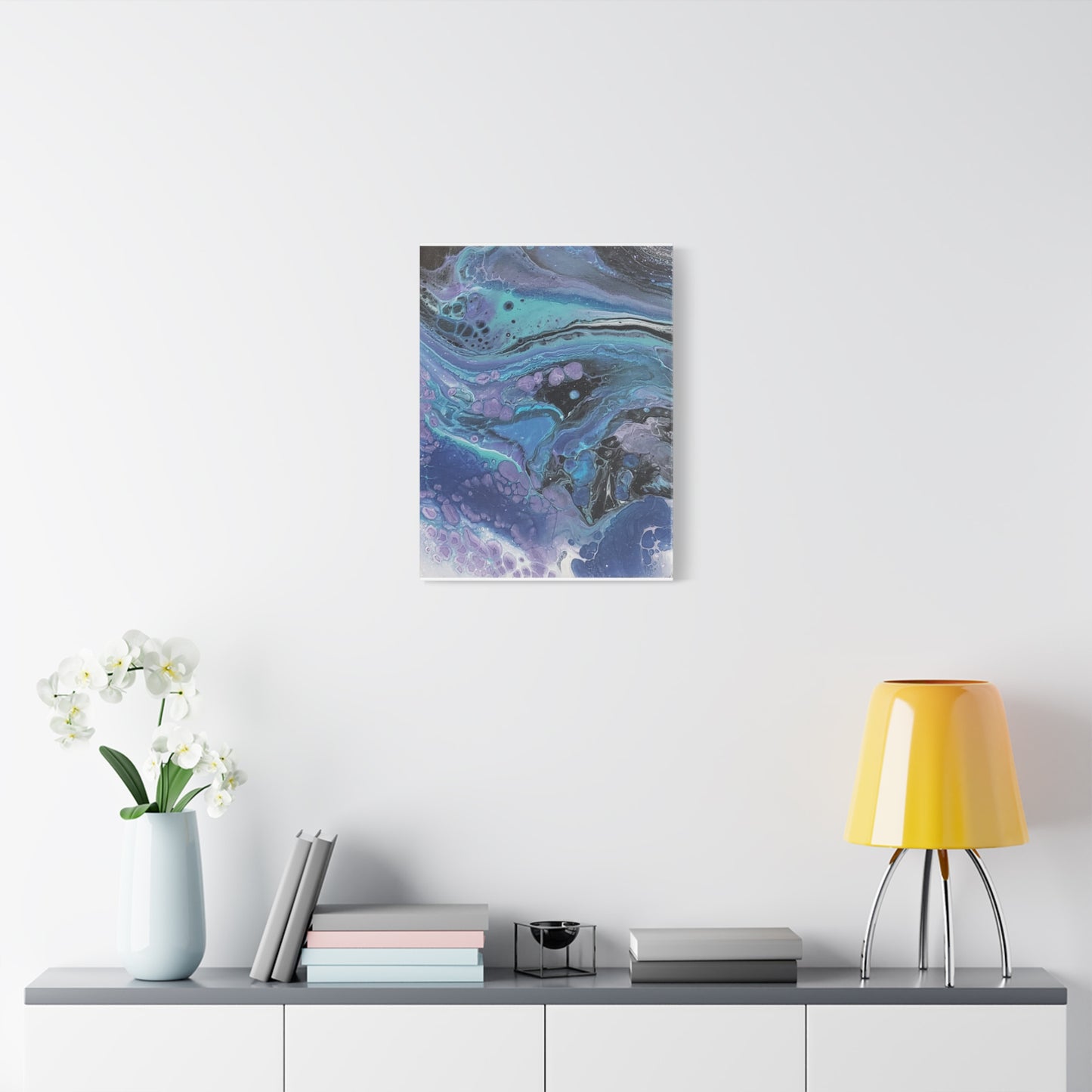 Abstract Ocean Wave Matte Canvas Print — Blue & Purple Fluid Art, Stretched 1.25"