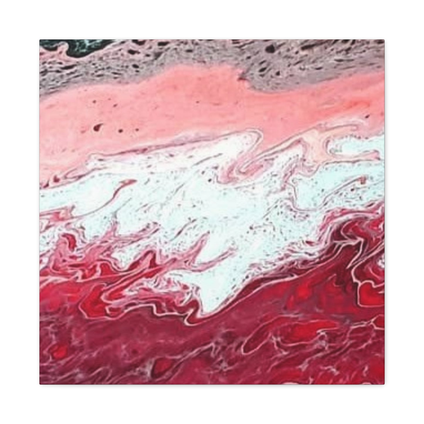 Abstract Pink & Red Fluid Art Canvas — Matte Stretched Wall Art