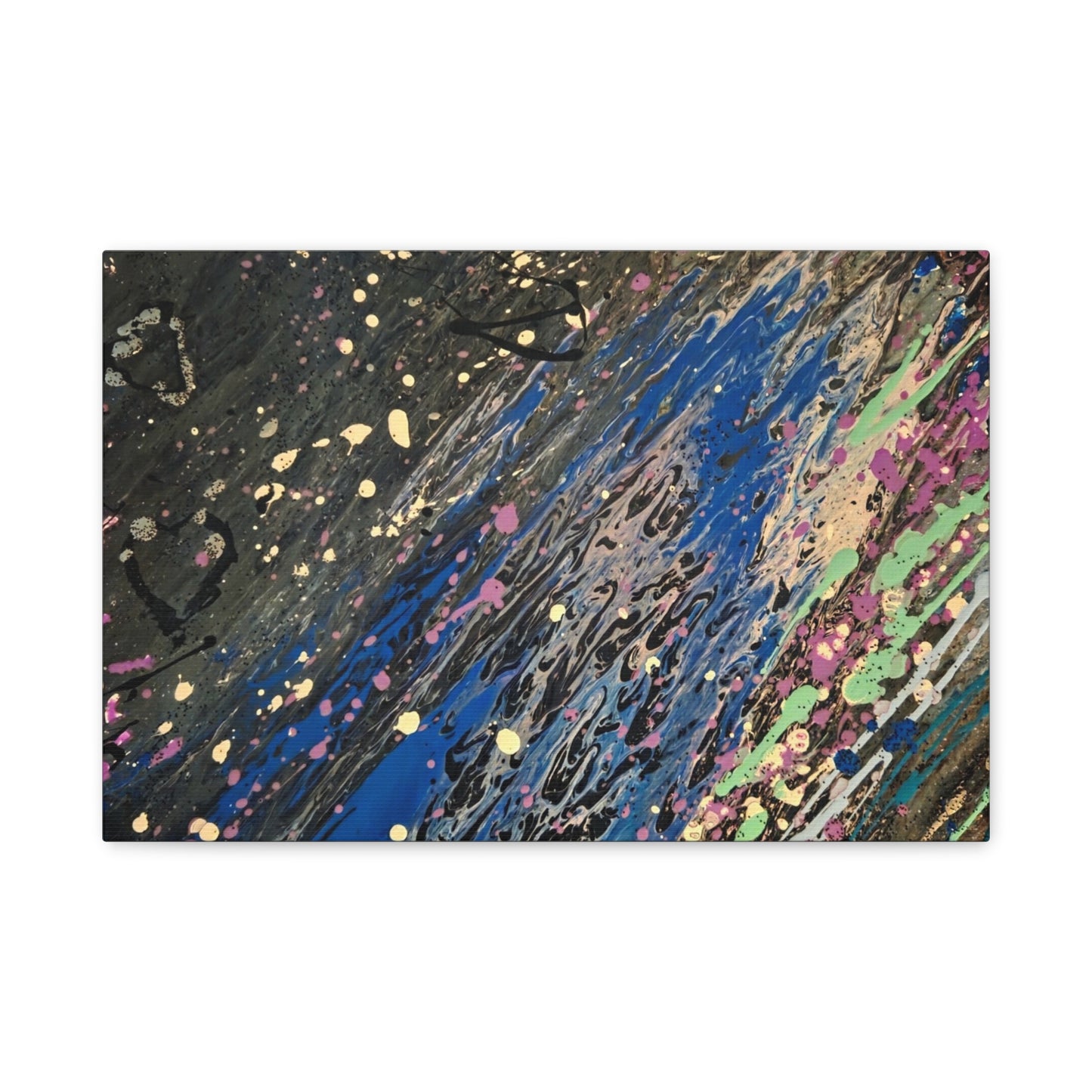 Abstract Splatter Matte Canvas Print — Colorful Fluid Art Wall Decor, Stretched 1.25"