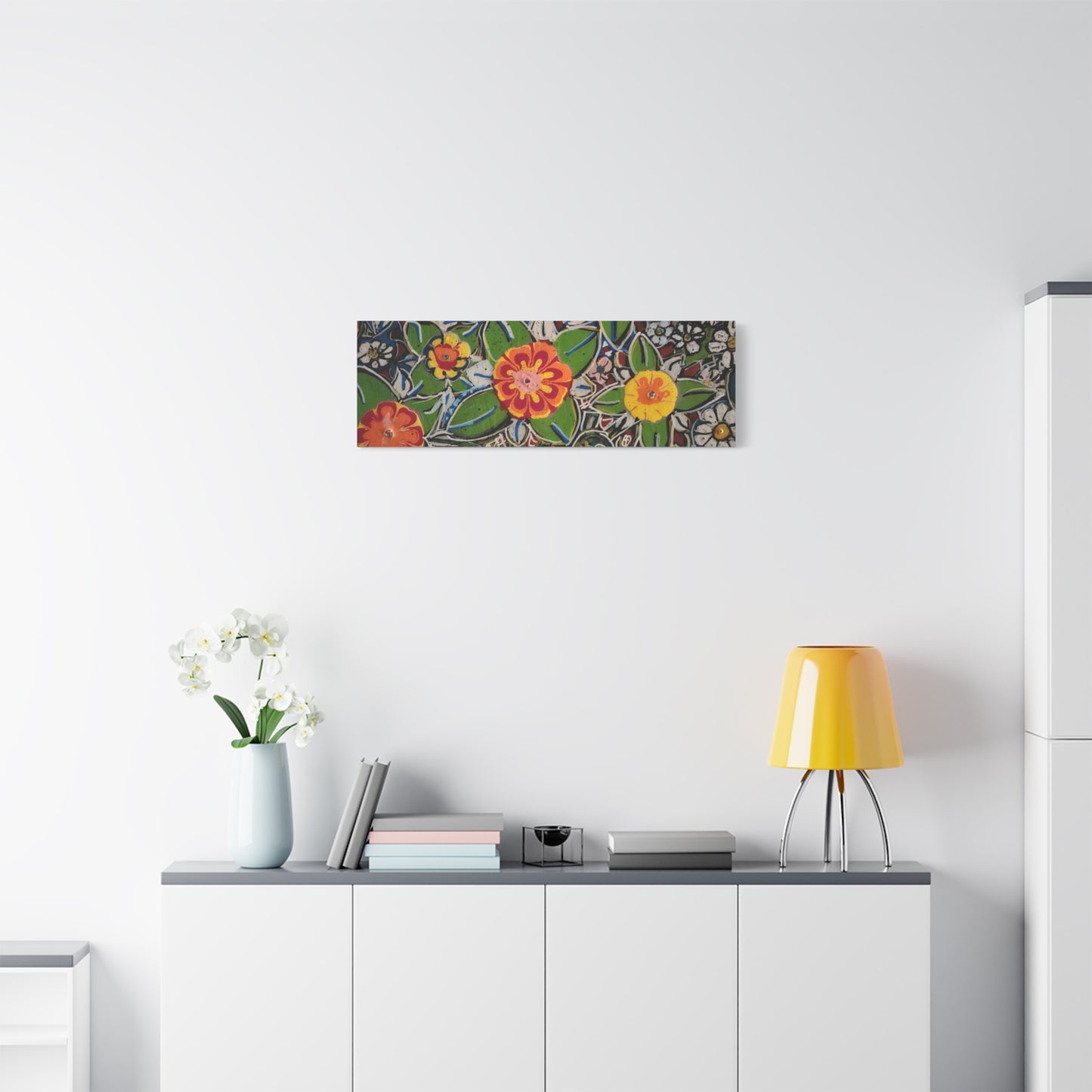 Urban_gardening-04 - Floral Pop Matte Stretched Canvas – Colorful Hand-Painted Garden Wall Art