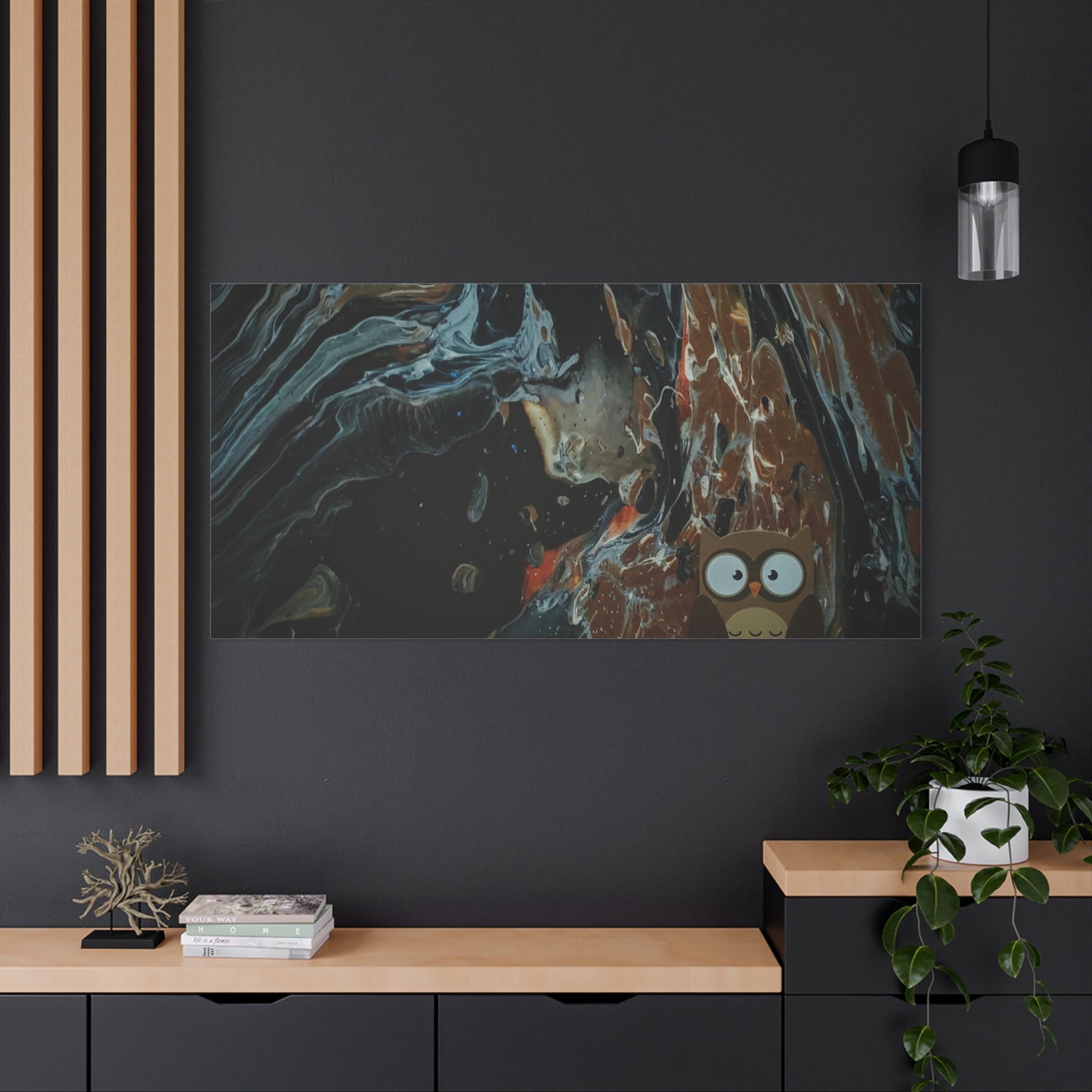 Abstract Swirl Owl Matte Canvas Print