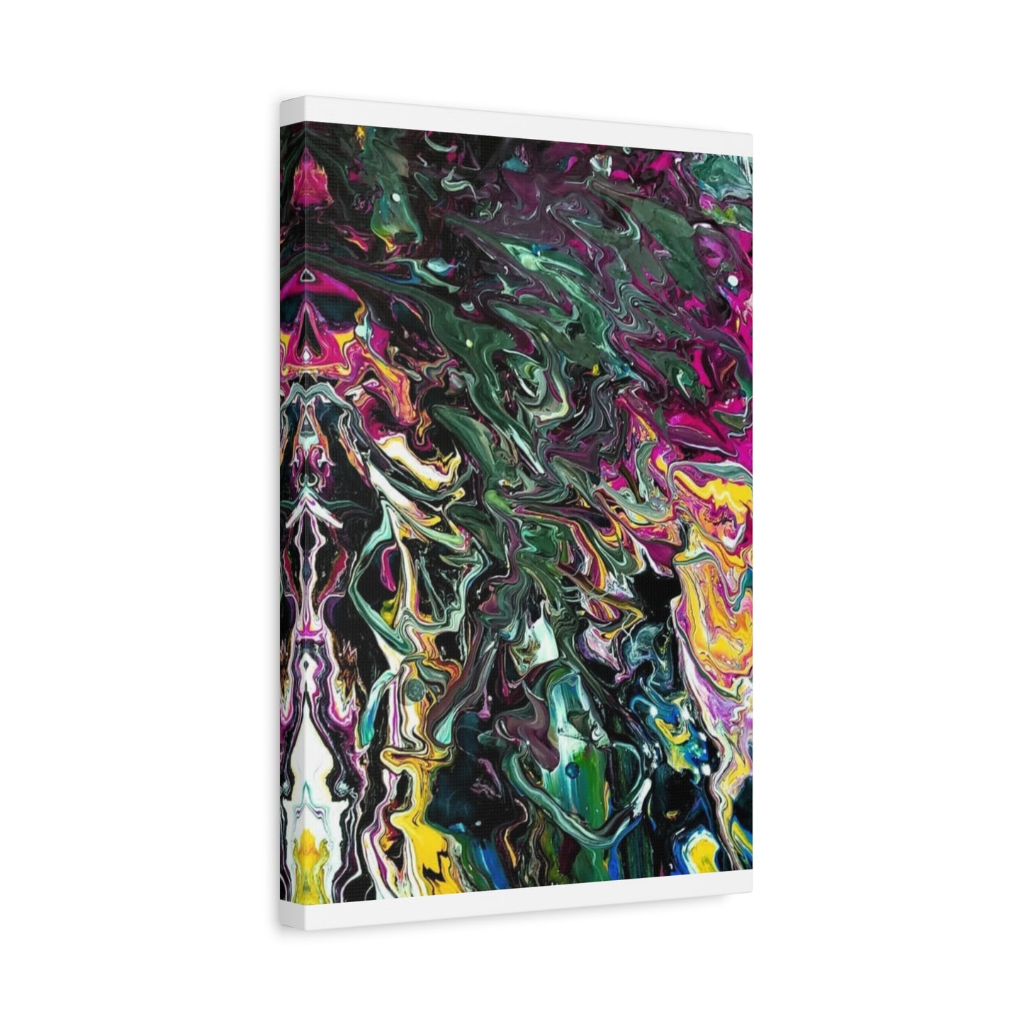 chaos in the garden - Abstract Fluid Art Matte Canvas Print - Colorful Swirl Wall Art