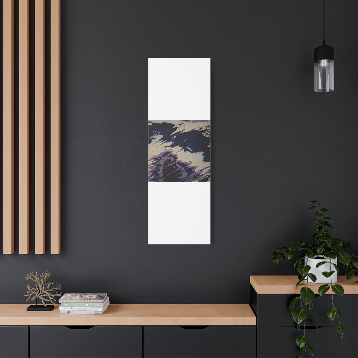 Abstract Navy & Lavender Wave Matte Stretched Canvas (1.25")