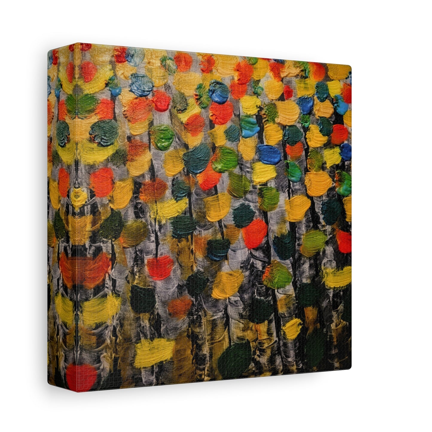 birch trees with color strokes - Abstract Color Bloom Matte Canvas Wall Art — Stretched 1.25"