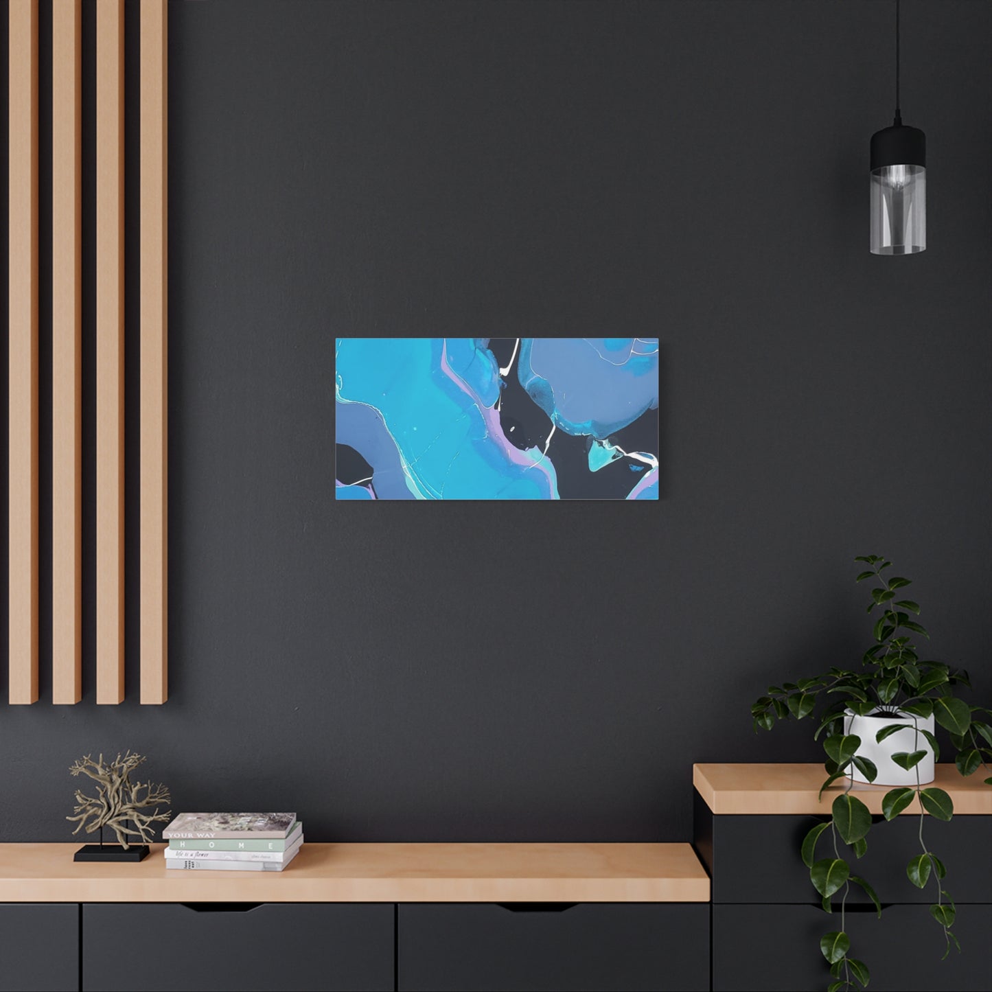 Abstract Blue Fluid Art Canvas Print — Matte Stretched Wall Art 1.25"