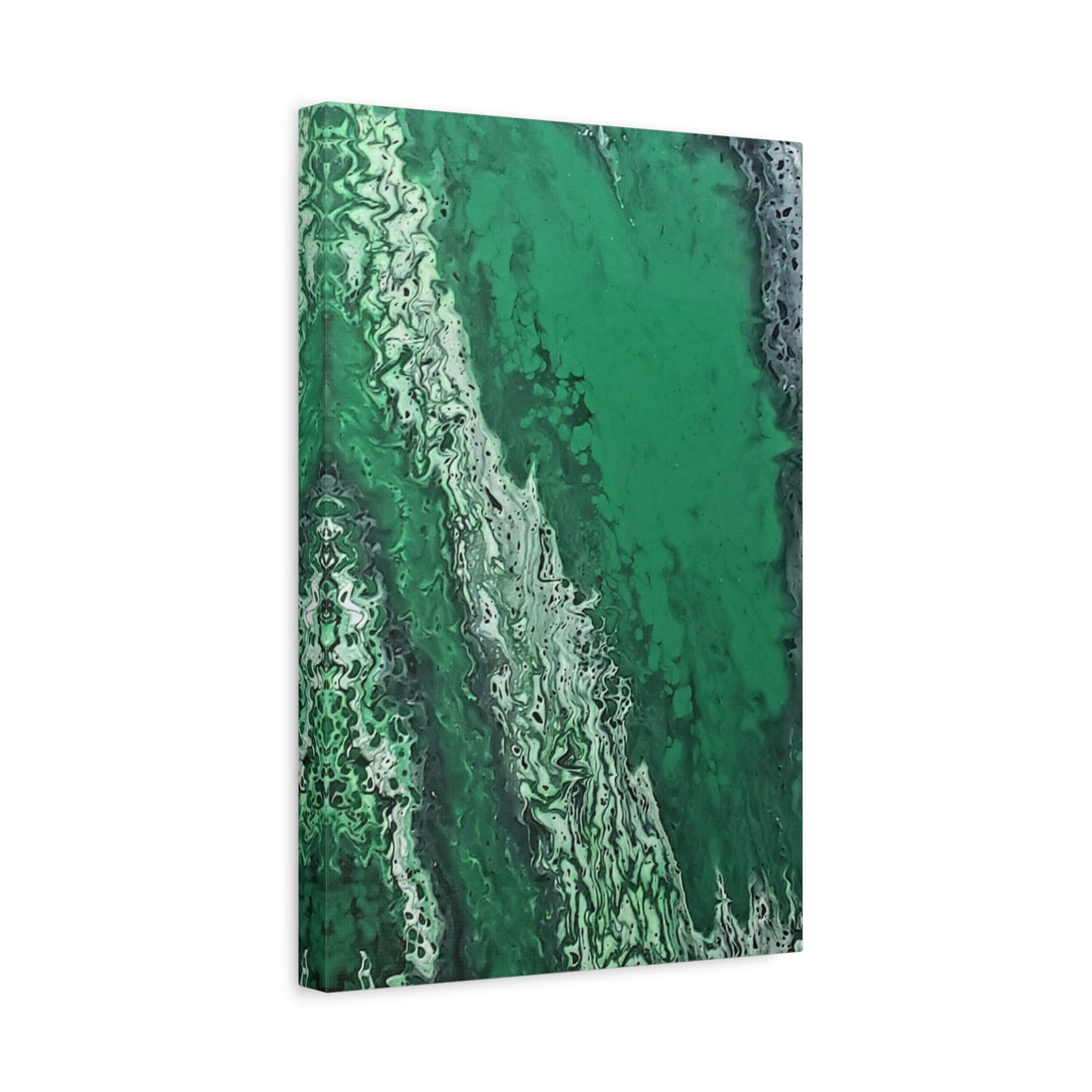 Emerald Wave Abstract Canvas Print — Matte Stretched Wall Art