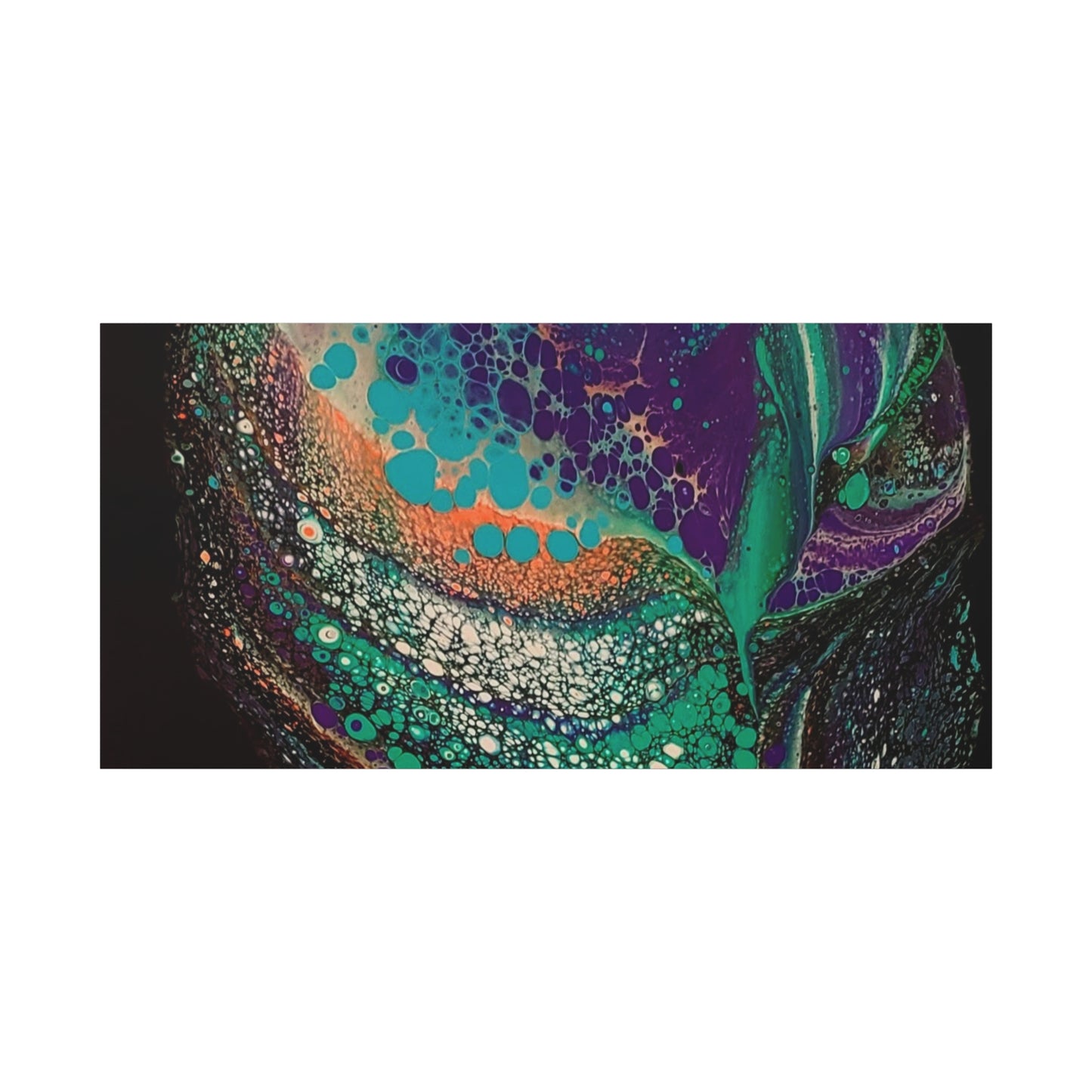 Abstract Fluid Art Canvas Print — Teal, Purple & Gold Swirl Matte Stretched Wall Art