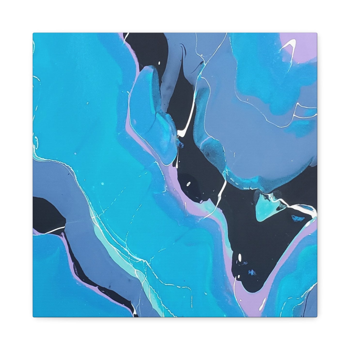 Abstract Blue Fluid Art Canvas Print — Matte Stretched Wall Art 1.25"