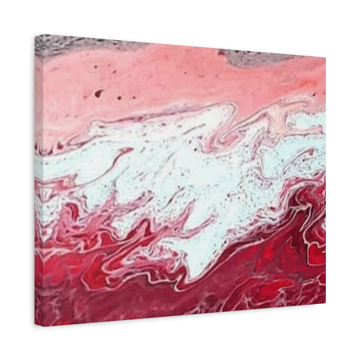 Abstract Pink & Red Fluid Art Canvas — Matte Stretched Wall Art