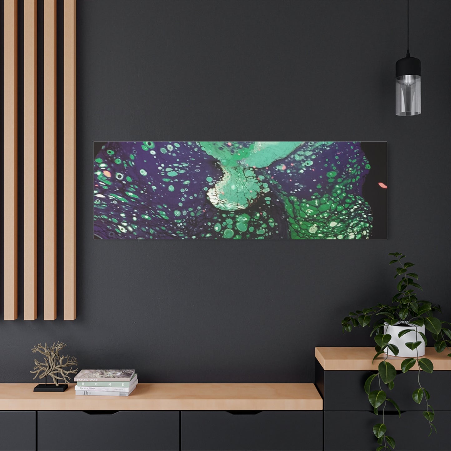Abstract Green & Teal Fluid Art Canvas Print - Matte Stretched Wall Art