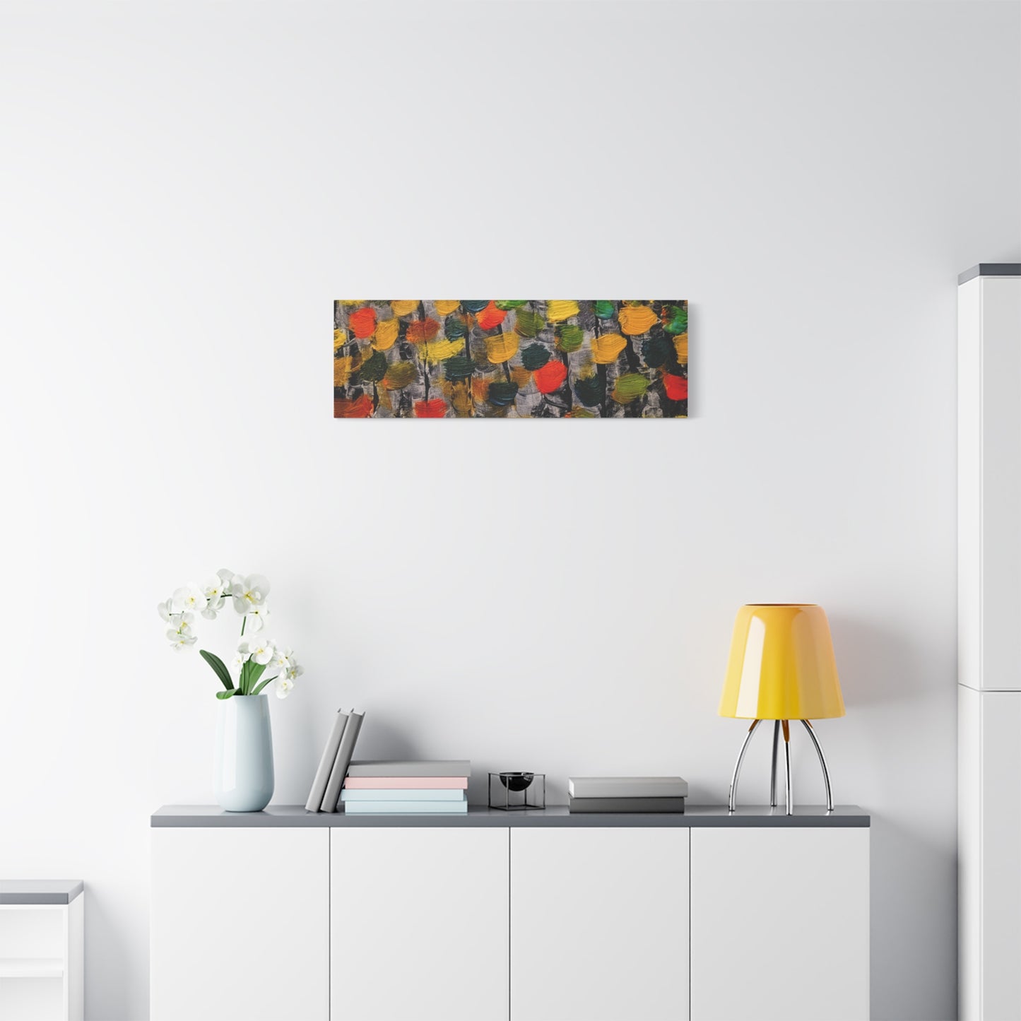 birch trees with color strokes - Abstract Color Bloom Matte Canvas Wall Art — Stretched 1.25"