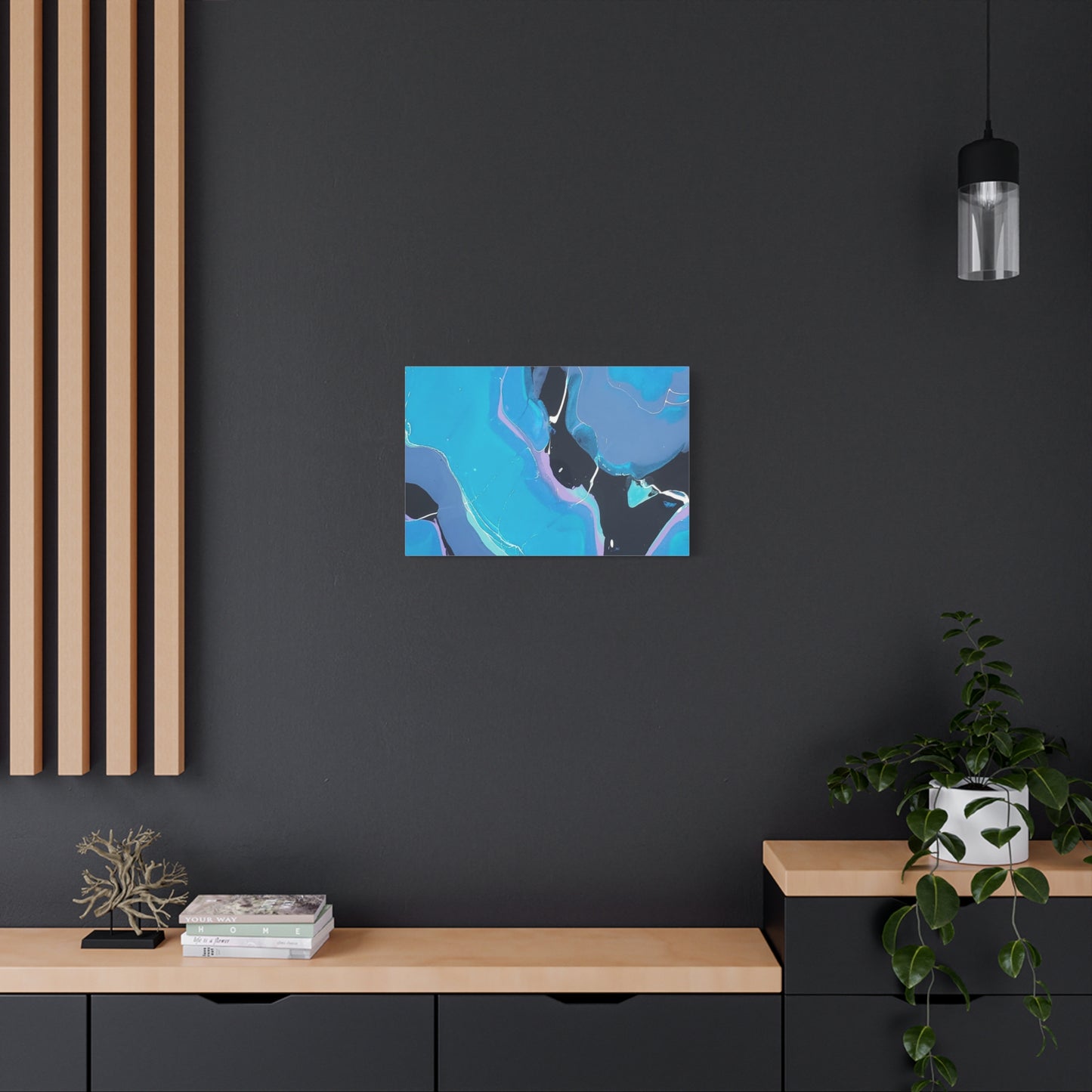 Abstract Blue Fluid Art Canvas Print — Matte Stretched Wall Art 1.25"