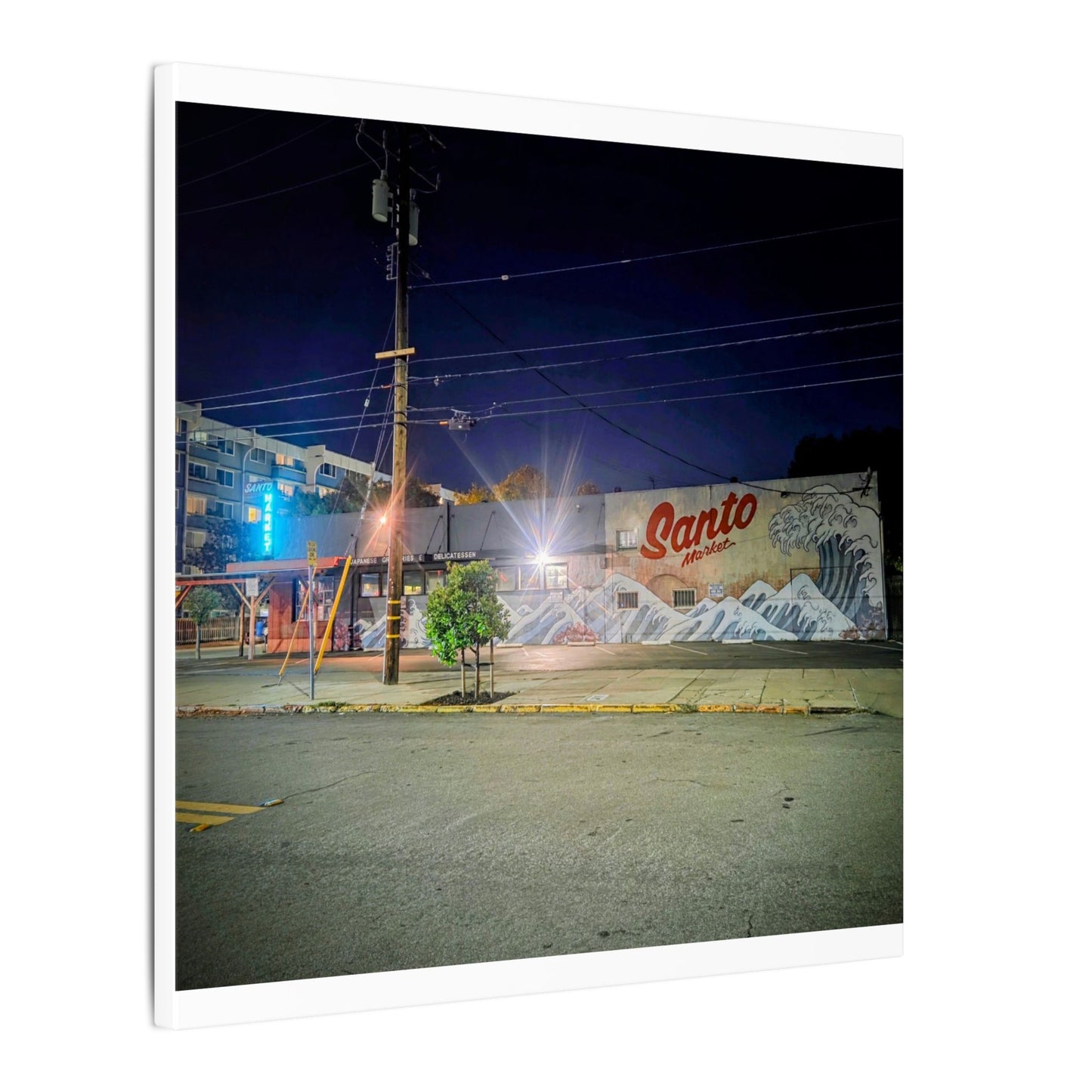 Santo Market Mural (7th&taylor)— Nighttime Urban Wall Art