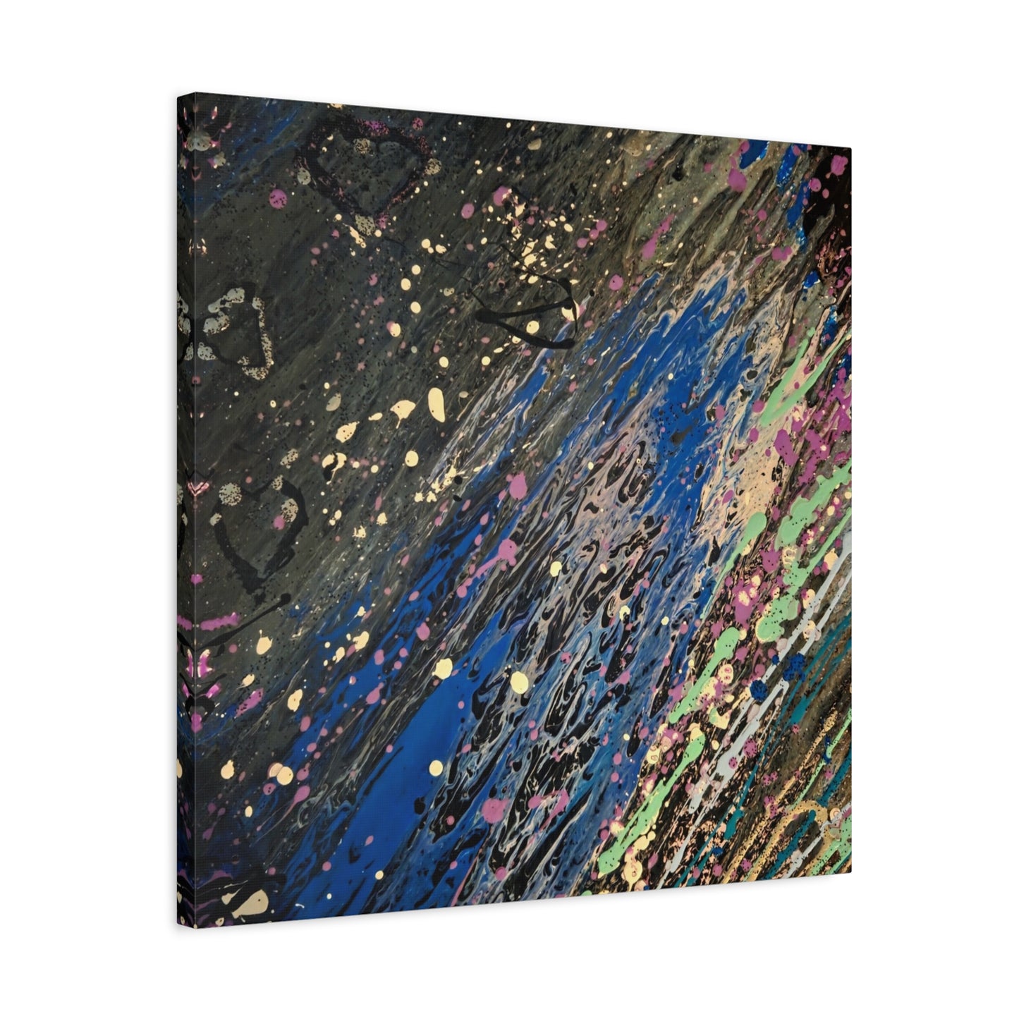 Abstract Splatter Matte Canvas Print — Colorful Fluid Art Wall Decor, Stretched 1.25"