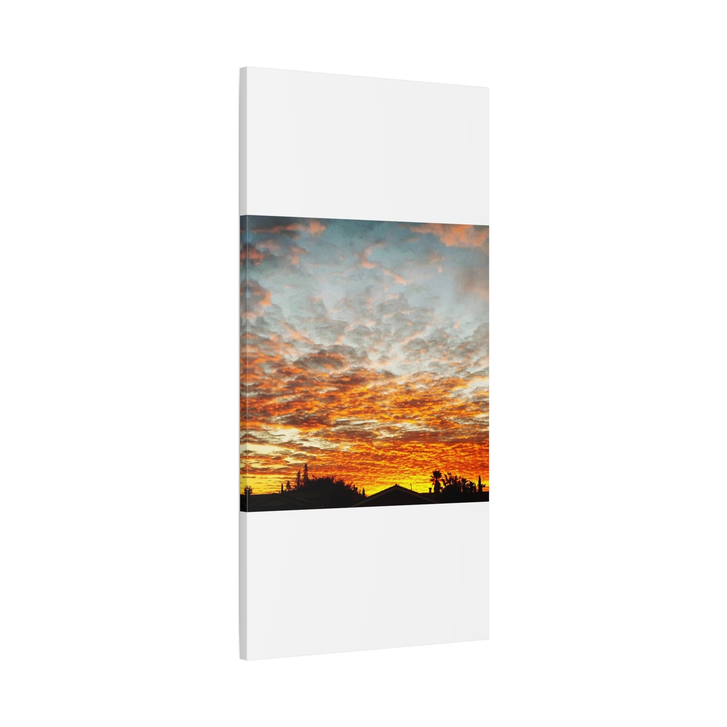 Sunset Sky Canvas Print — Orange Cloudscape Matte Stretched Wall Art