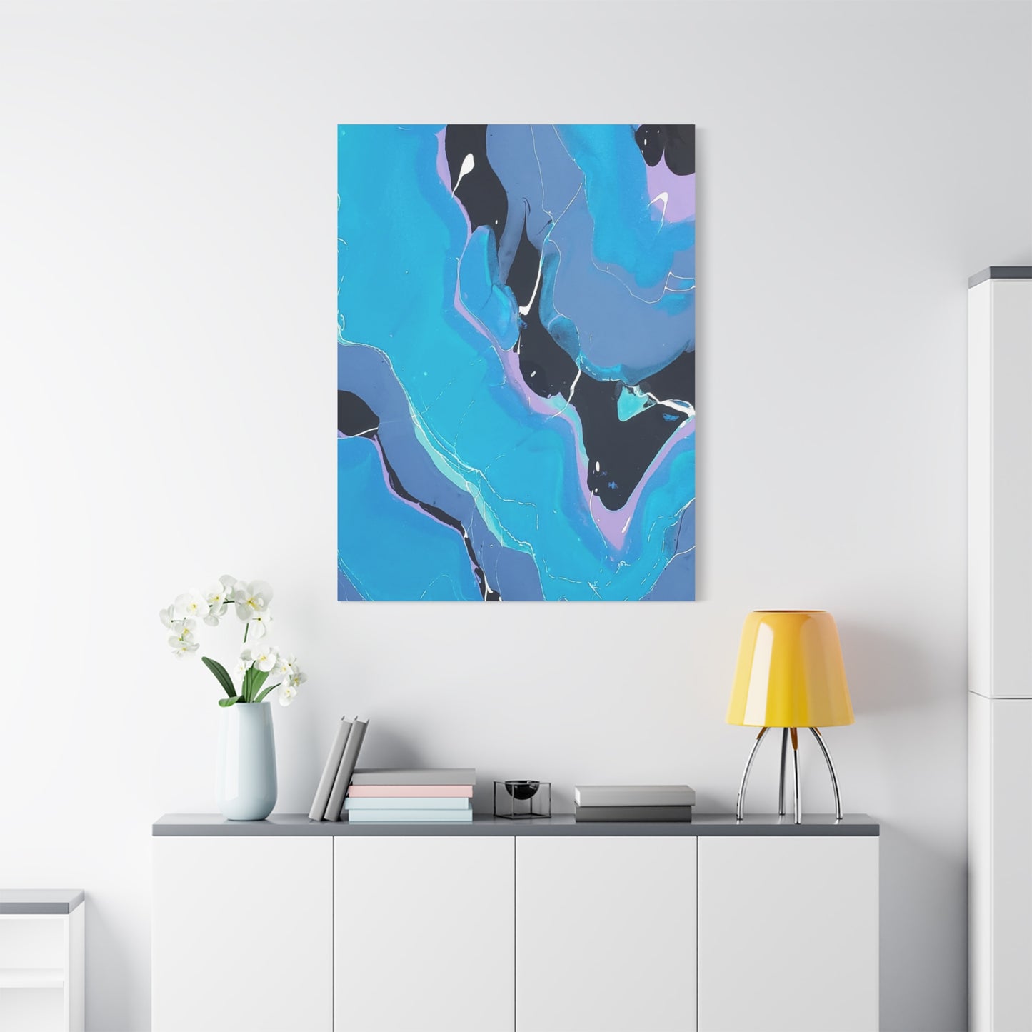 Abstract Blue Fluid Art Canvas Print — Matte Stretched Wall Art 1.25"