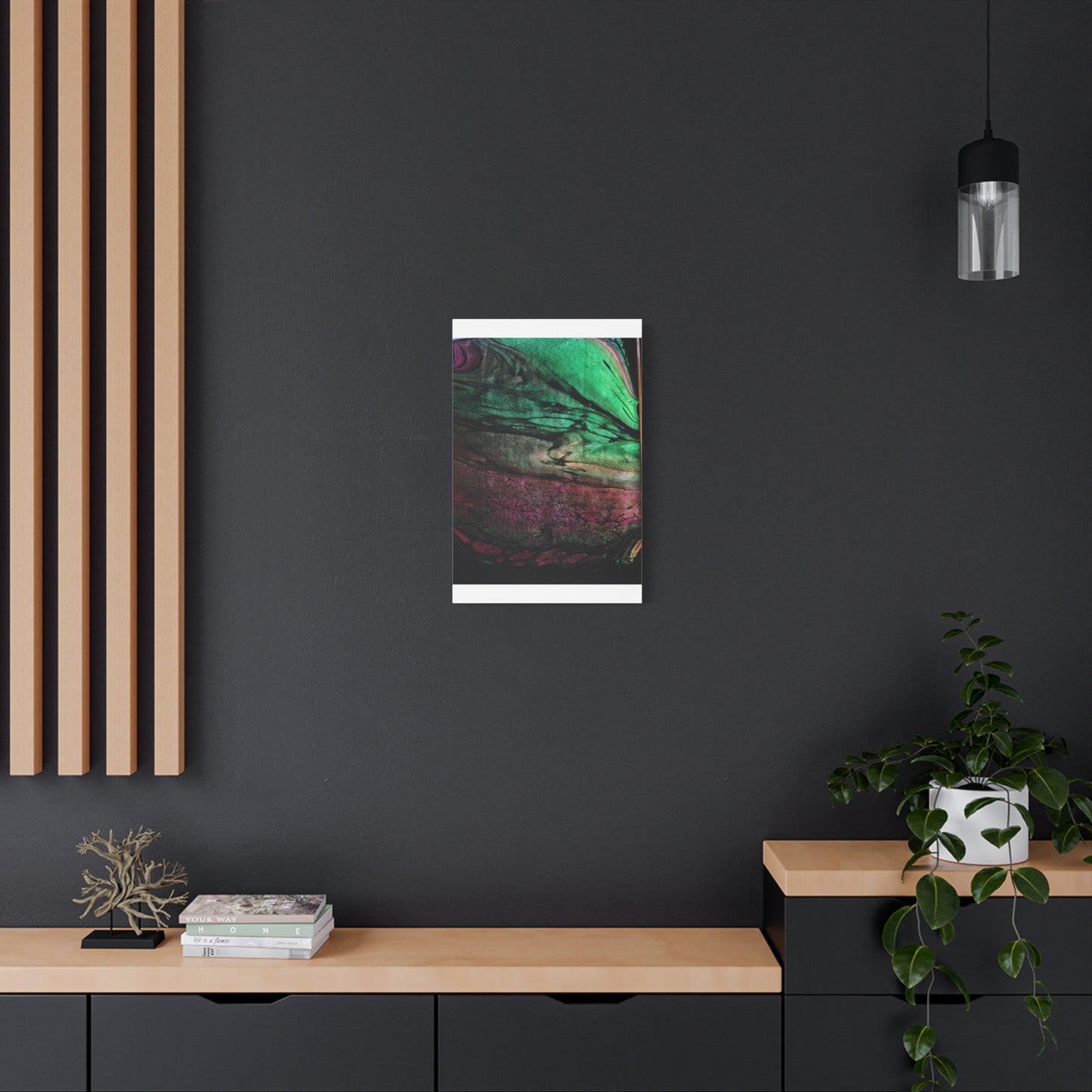 flame tempered pour - Abstract Teal & Magenta Canvas Wall Art — Matte Stretched 1.25"