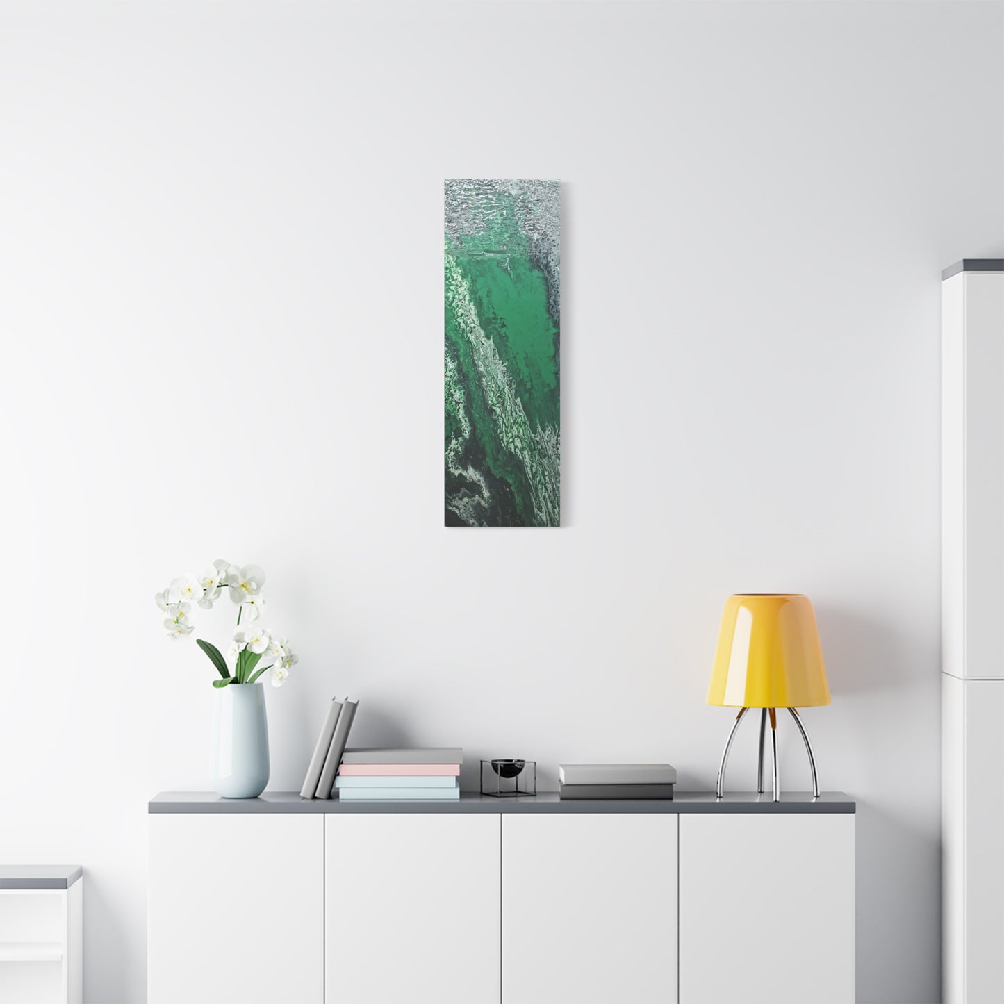 Emerald Wave Abstract Canvas Print — Matte Stretched Wall Art