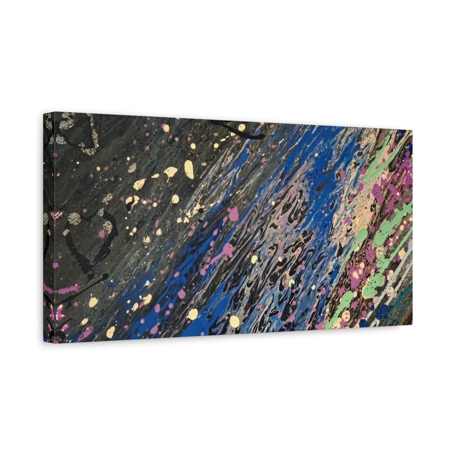 Abstract Splatter Matte Canvas Print — Colorful Fluid Art Wall Decor, Stretched 1.25"