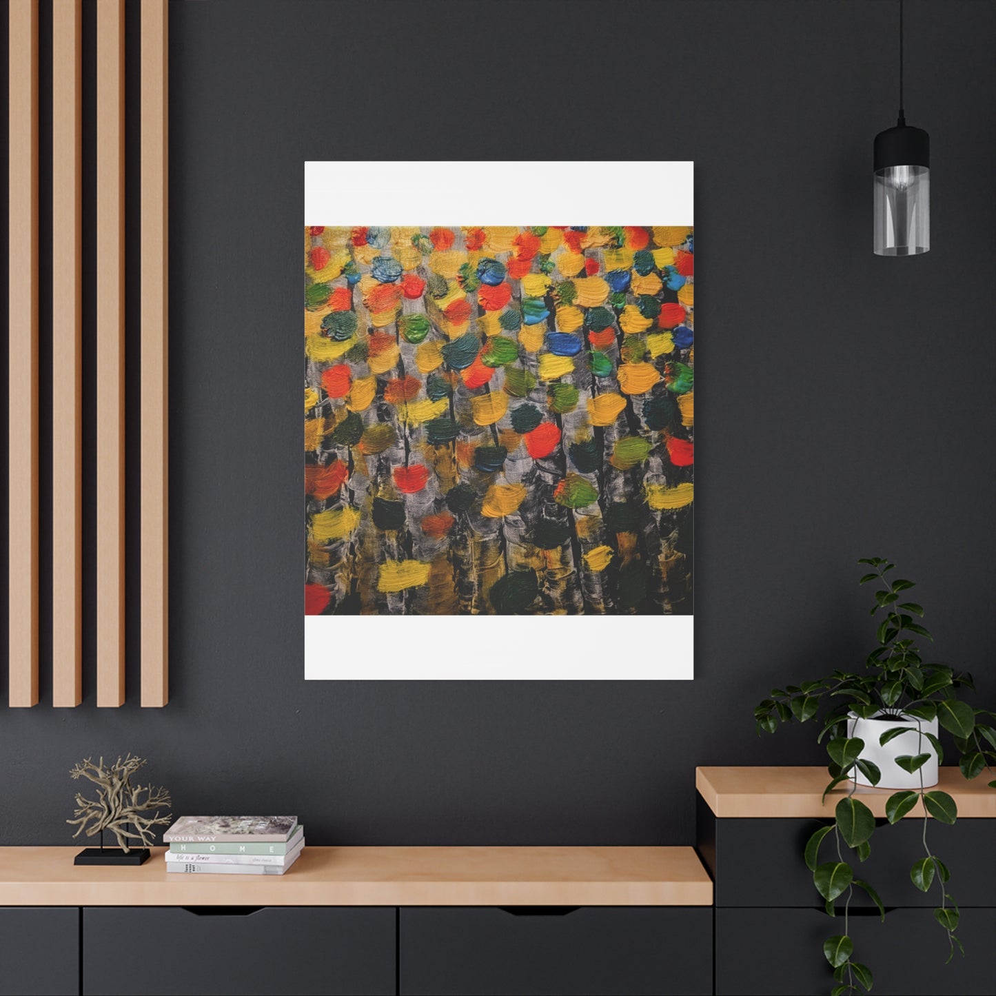 birch trees with color strokes - Abstract Color Bloom Matte Canvas Wall Art — Stretched 1.25"