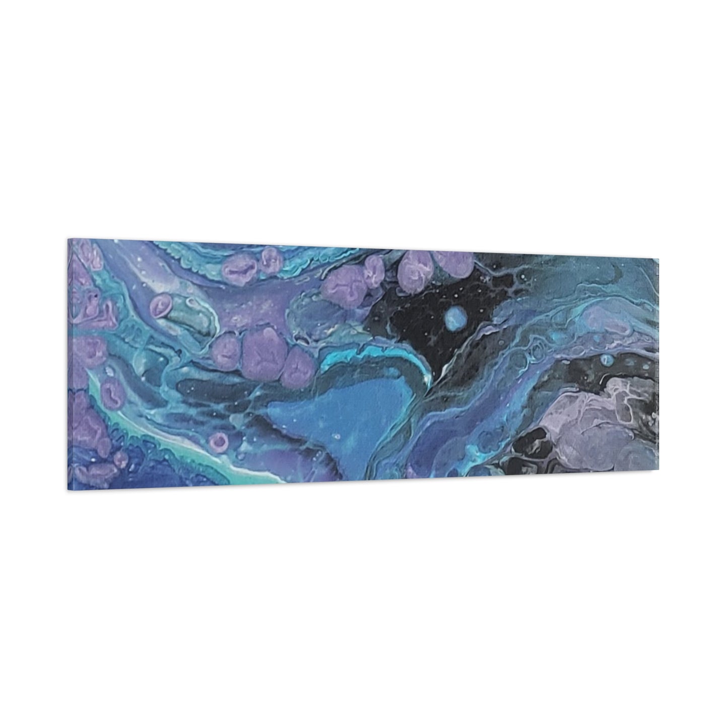 Abstract Ocean Wave Matte Canvas Print — Blue & Purple Fluid Art, Stretched 1.25"