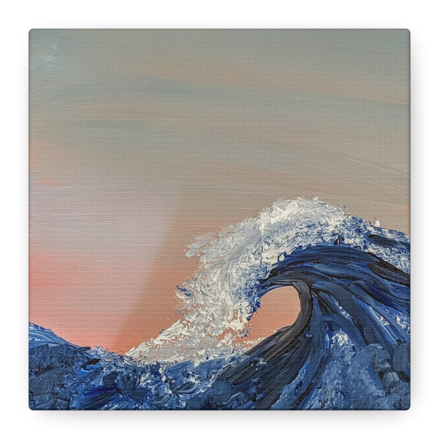 California_Coast - Ocean Wave Canvas Art — Blue Wave Seascape Matte Stretched Canvas