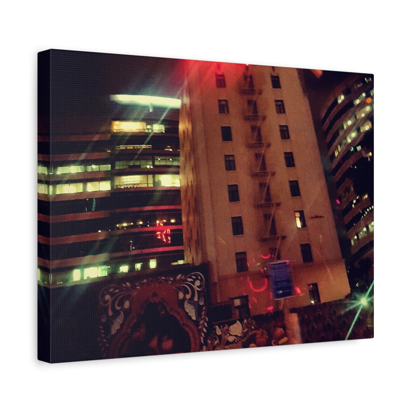 Hotel DeAnza - City Nightscape Canvas Print — Urban Street Art Building Matte Stretched 1.25"