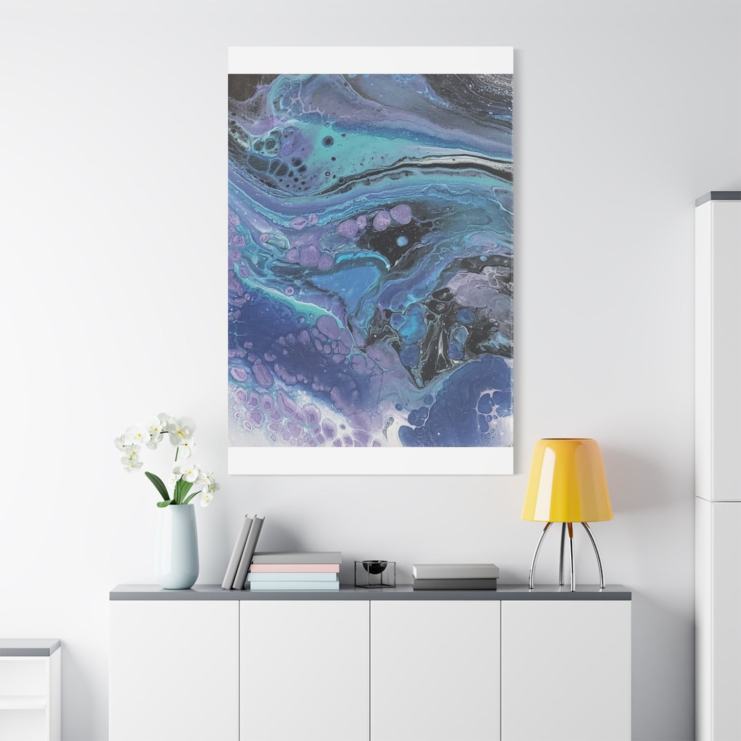 Abstract Ocean Wave Matte Canvas Print — Blue & Purple Fluid Art, Stretched 1.25"