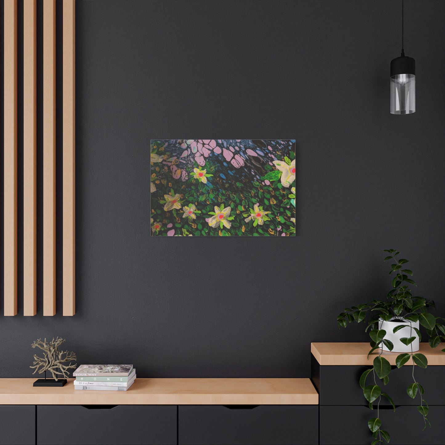 Floetrol&Flowers - Night Pour Garden Matte Canvas Print — Stretched Wall Art
