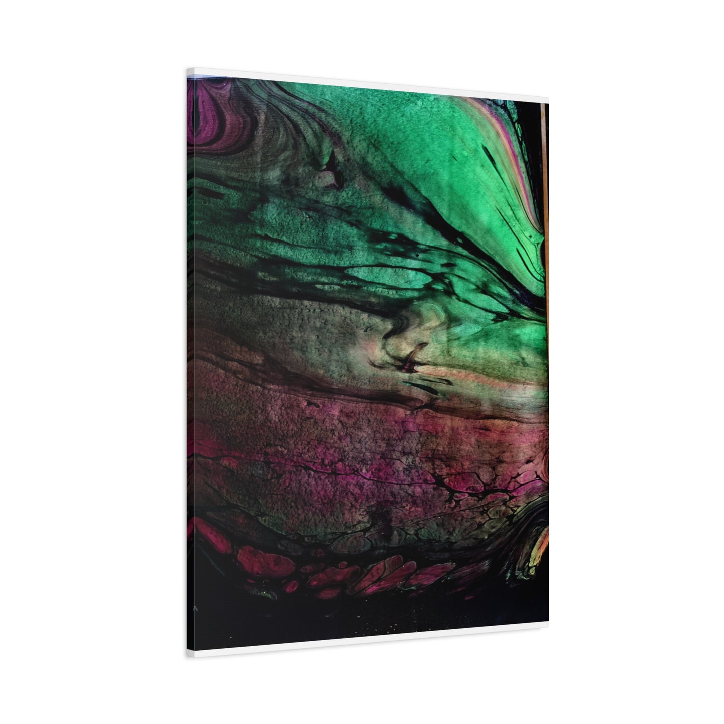 flame tempered pour - Abstract Teal & Magenta Canvas Wall Art — Matte Stretched 1.25"