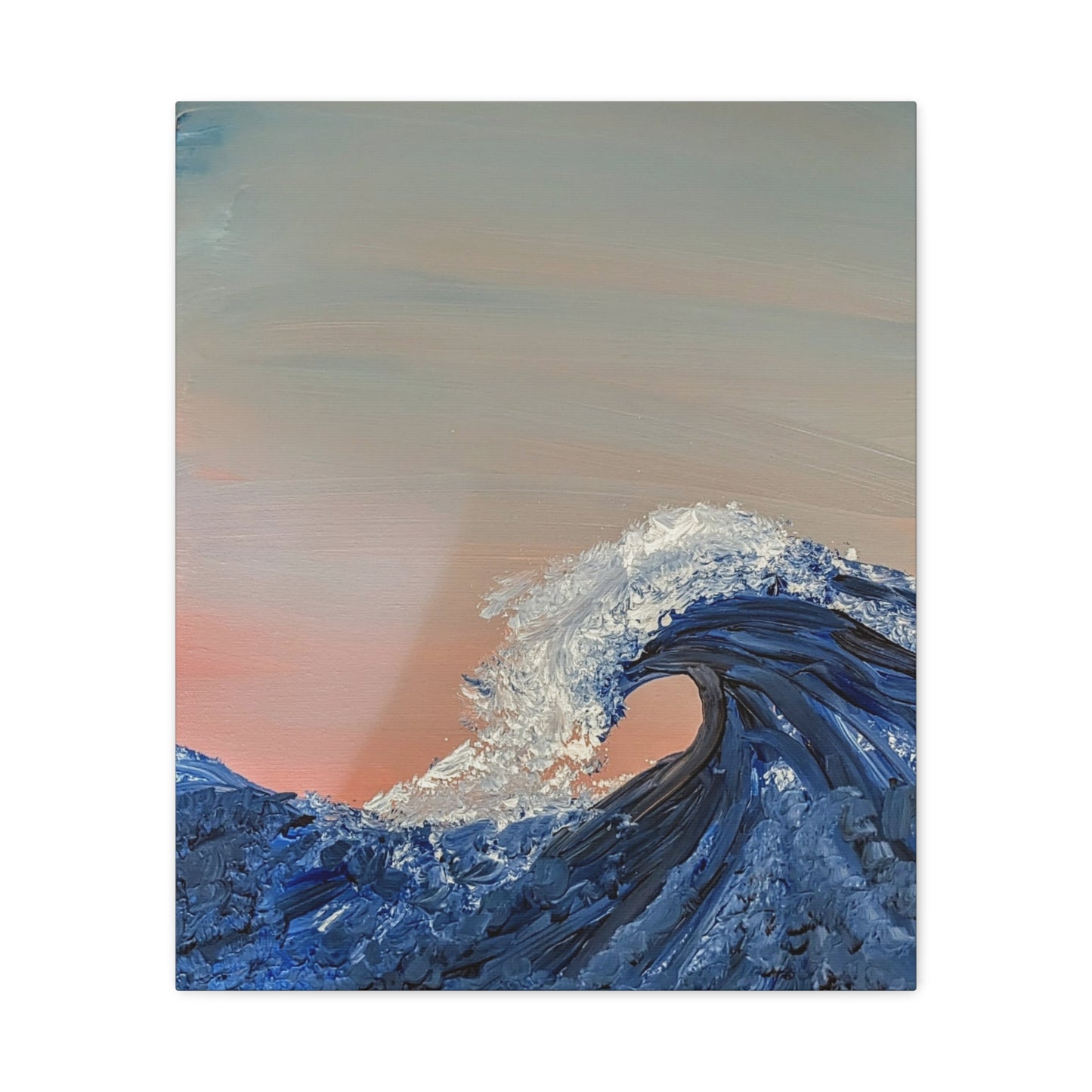 California_Coast - Ocean Wave Canvas Art — Blue Wave Seascape Matte Stretched Canvas