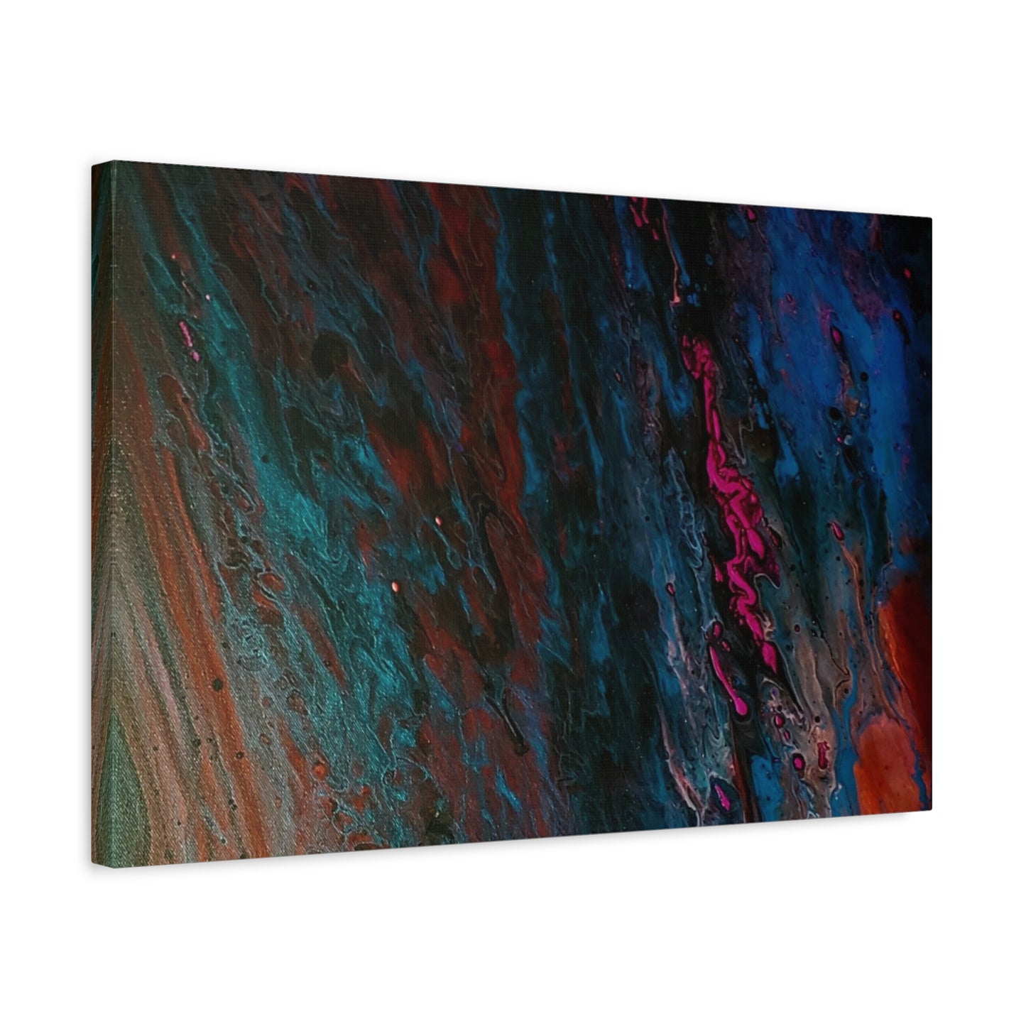 Abstract Fluid Art Canvas Wall Art - Jupiter pour — Vibrant Ocean Night Matte Stretched Canvas