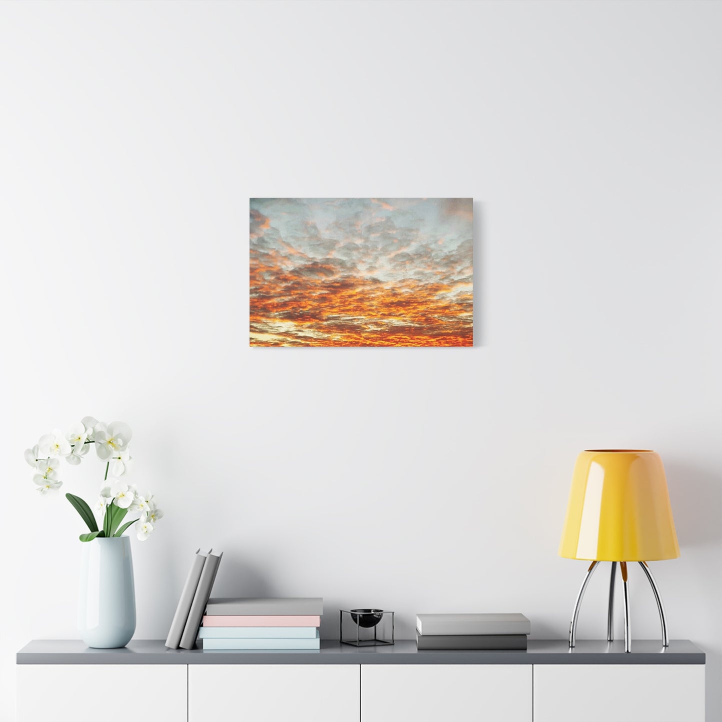 Sunset Sky Canvas Print — Orange Cloudscape Matte Stretched Wall Art