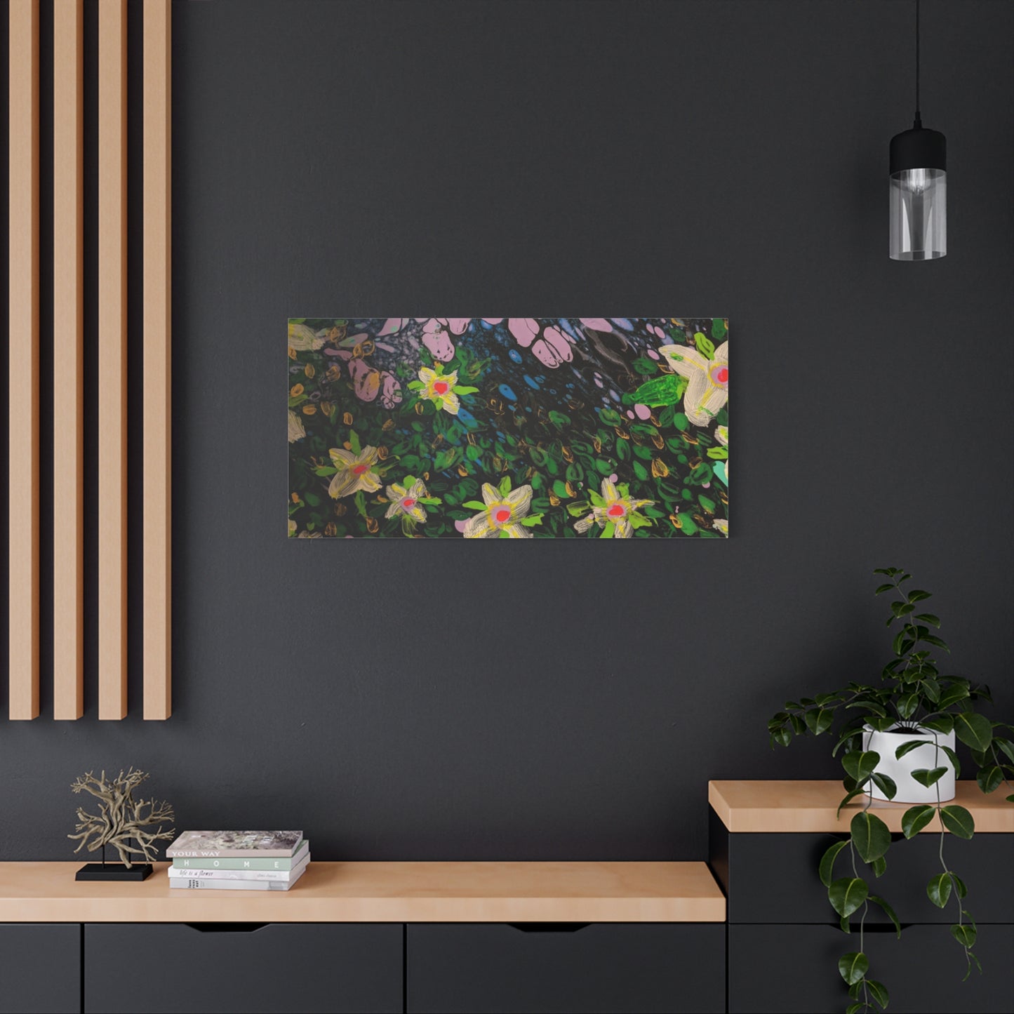 Floetrol&Flowers - Night Pour Garden Matte Canvas Print — Stretched Wall Art