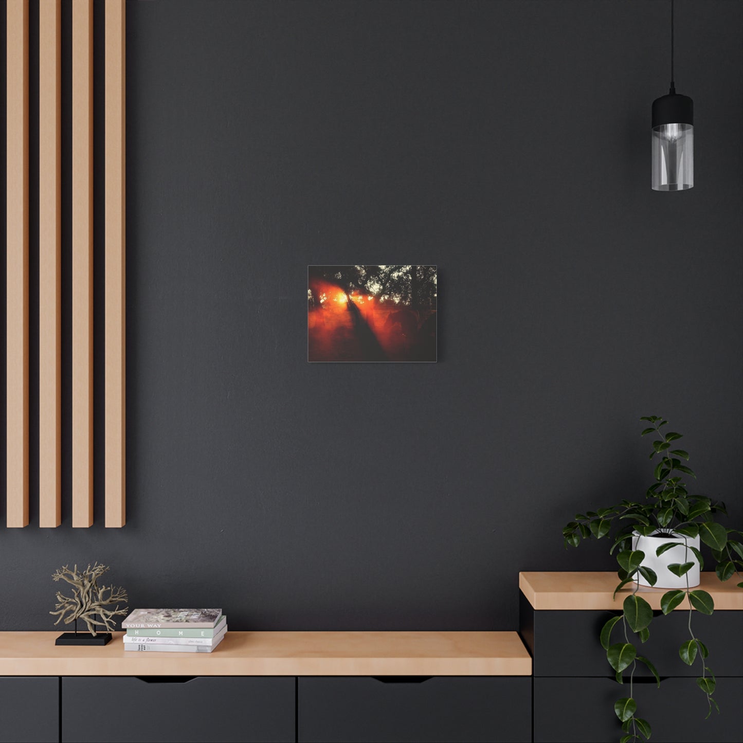 Sunset Forest Matte Canvas Wall Art — Dramatic Orange Light Photography