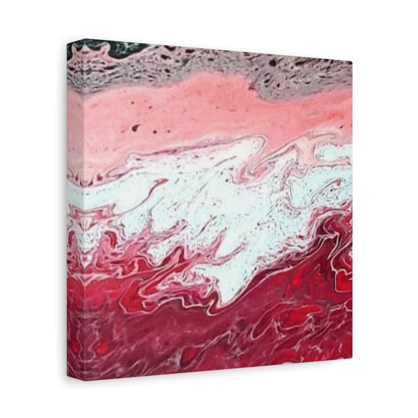 Abstract Pink & Red Fluid Art Canvas — Matte Stretched Wall Art