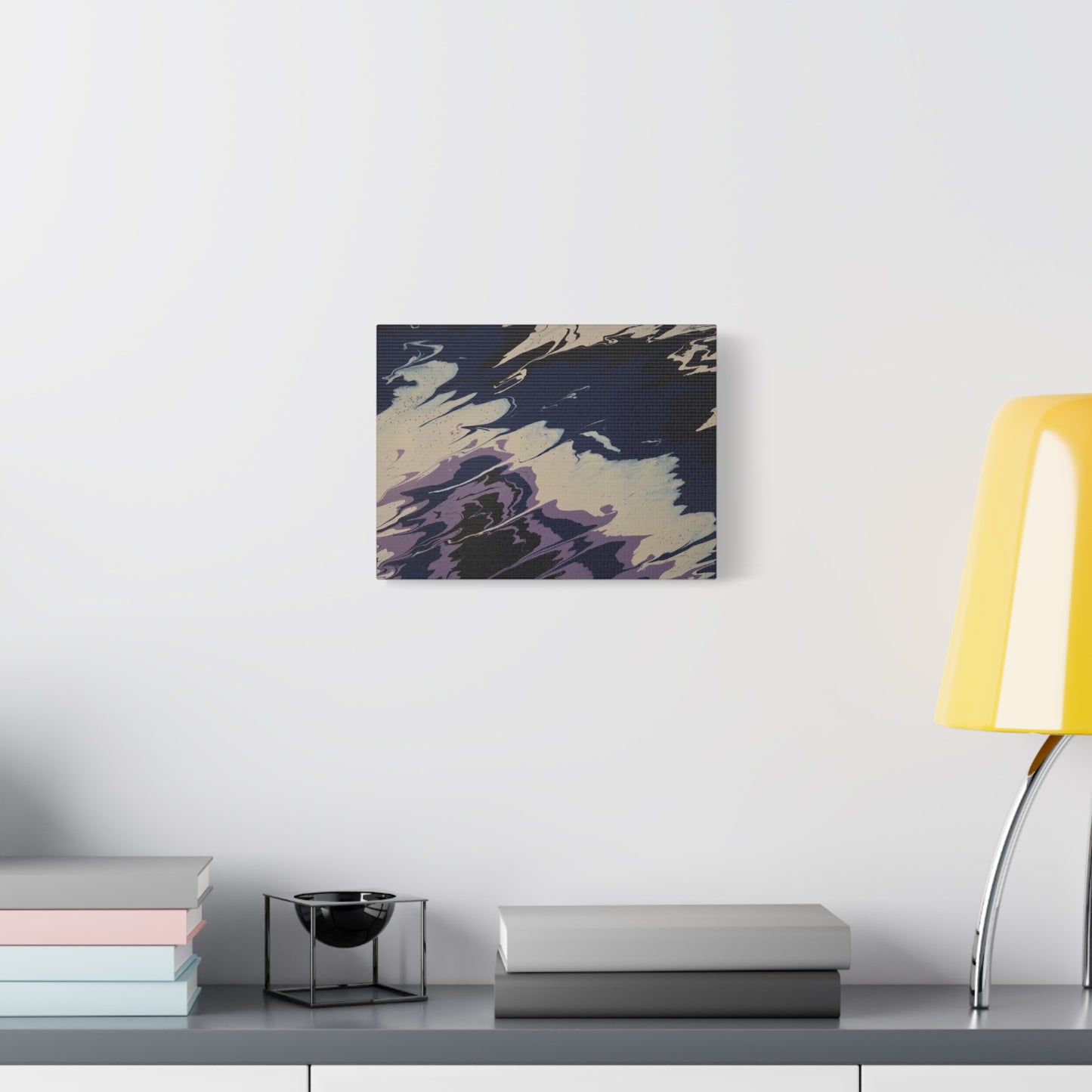 Abstract Navy & Lavender Wave Matte Stretched Canvas (1.25")