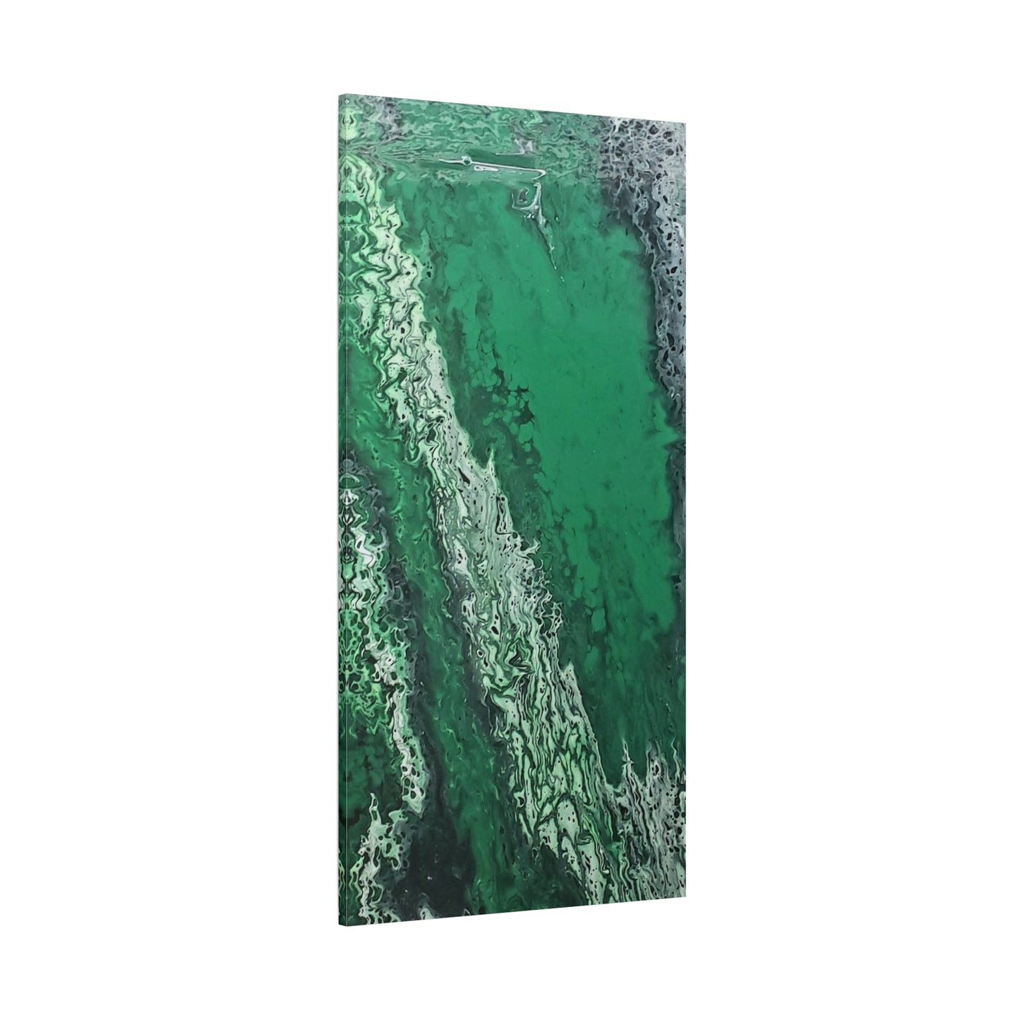 Emerald Wave Abstract Canvas Print — Matte Stretched Wall Art